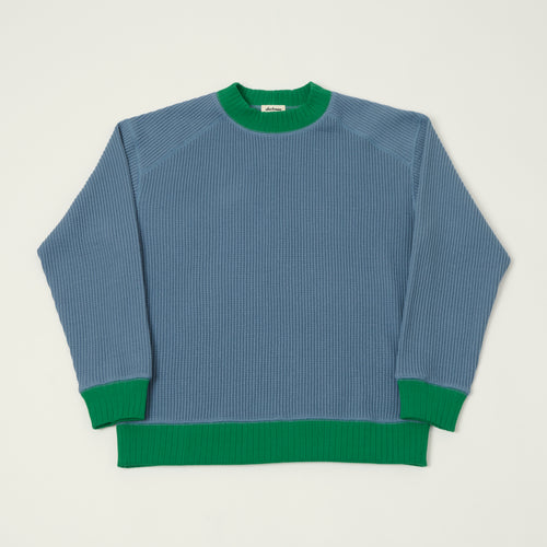 Jackman Midneck Waffle Sweatshirt - Retro Saxe/Green