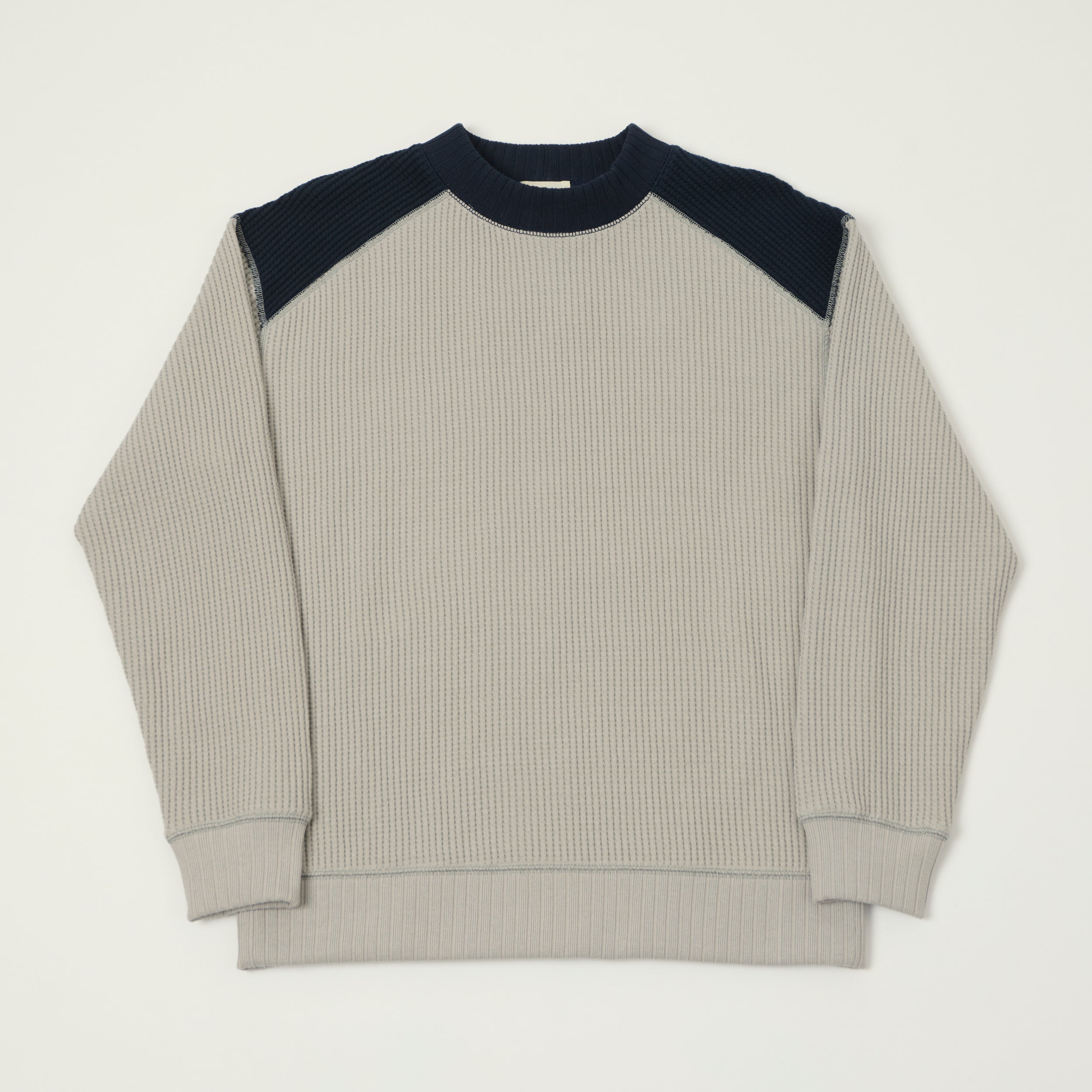 Jackman Midneck Waffle Sweatshirt - Concrete/Navy