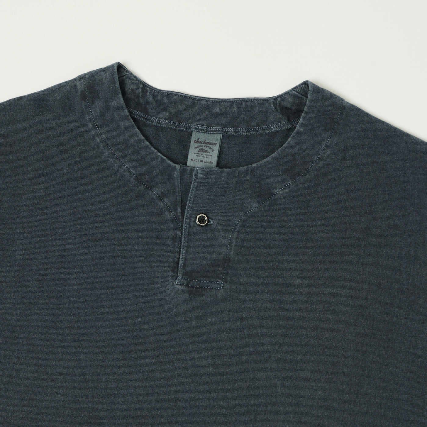 Jackman Pigment Dye Henley T-Shirt - Fade Blue Gray