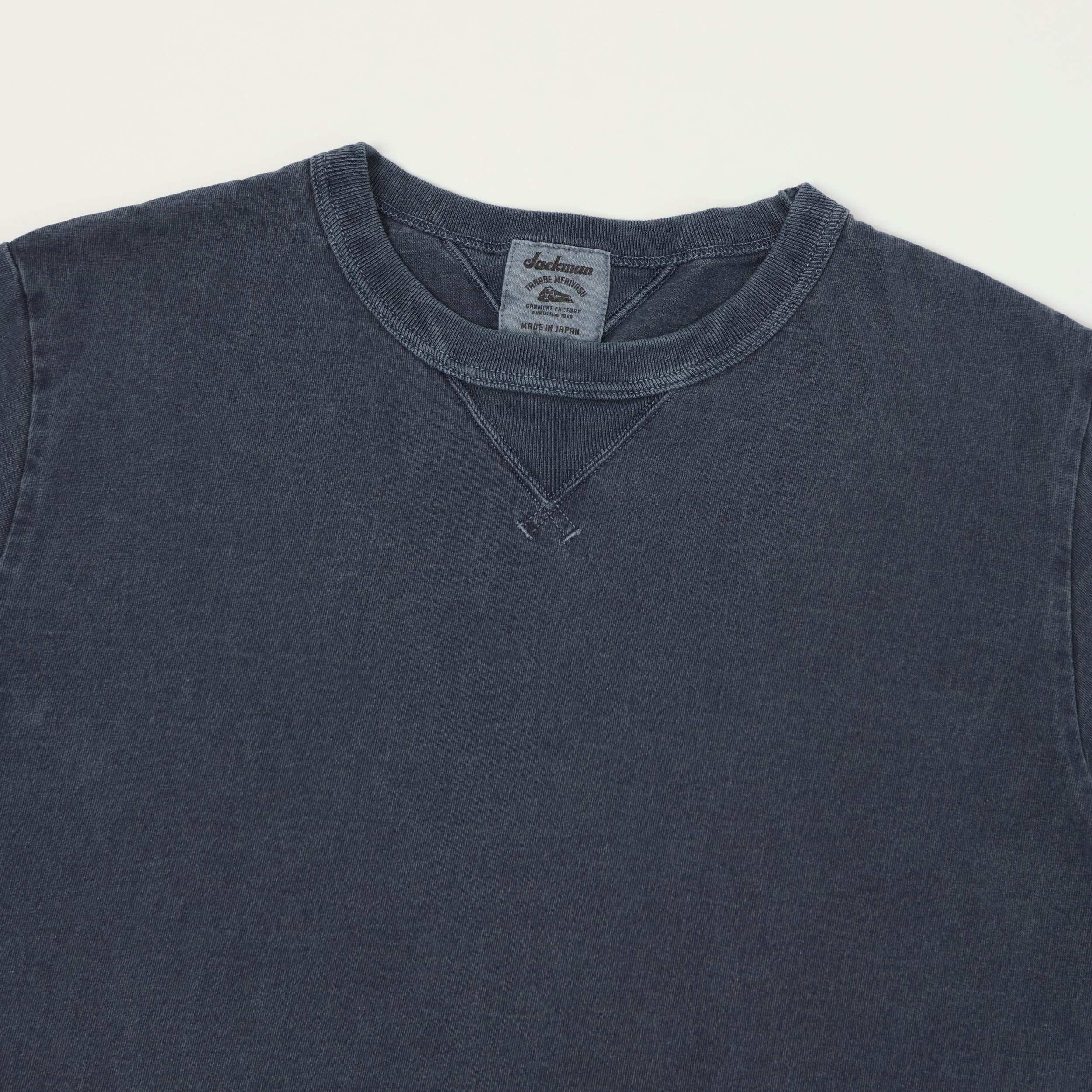 Jackman Dotsume Rib T-Shirt - Fade Navy