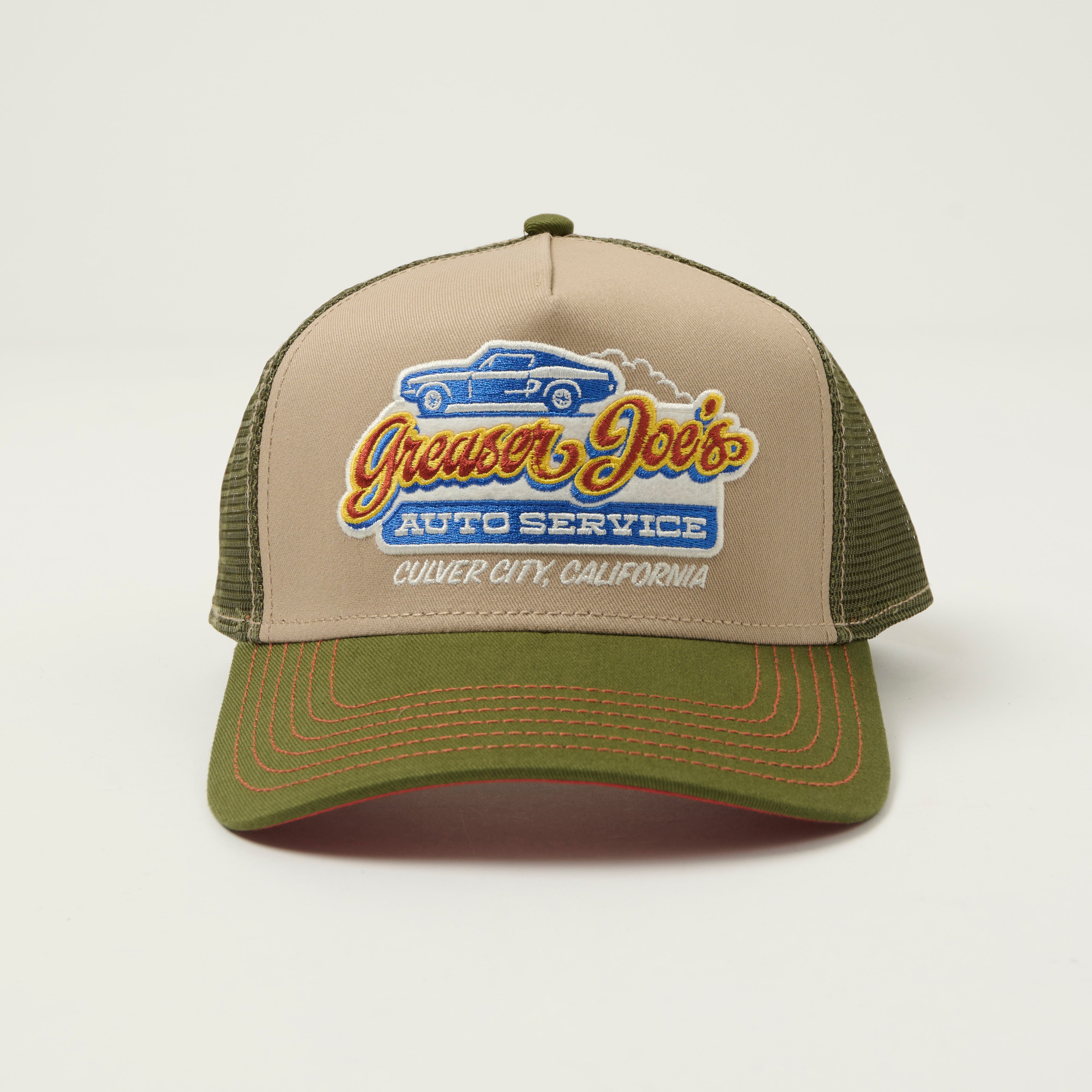 JJ Hats 'Greaser Joe's' Trucker Cap - Beige/Green