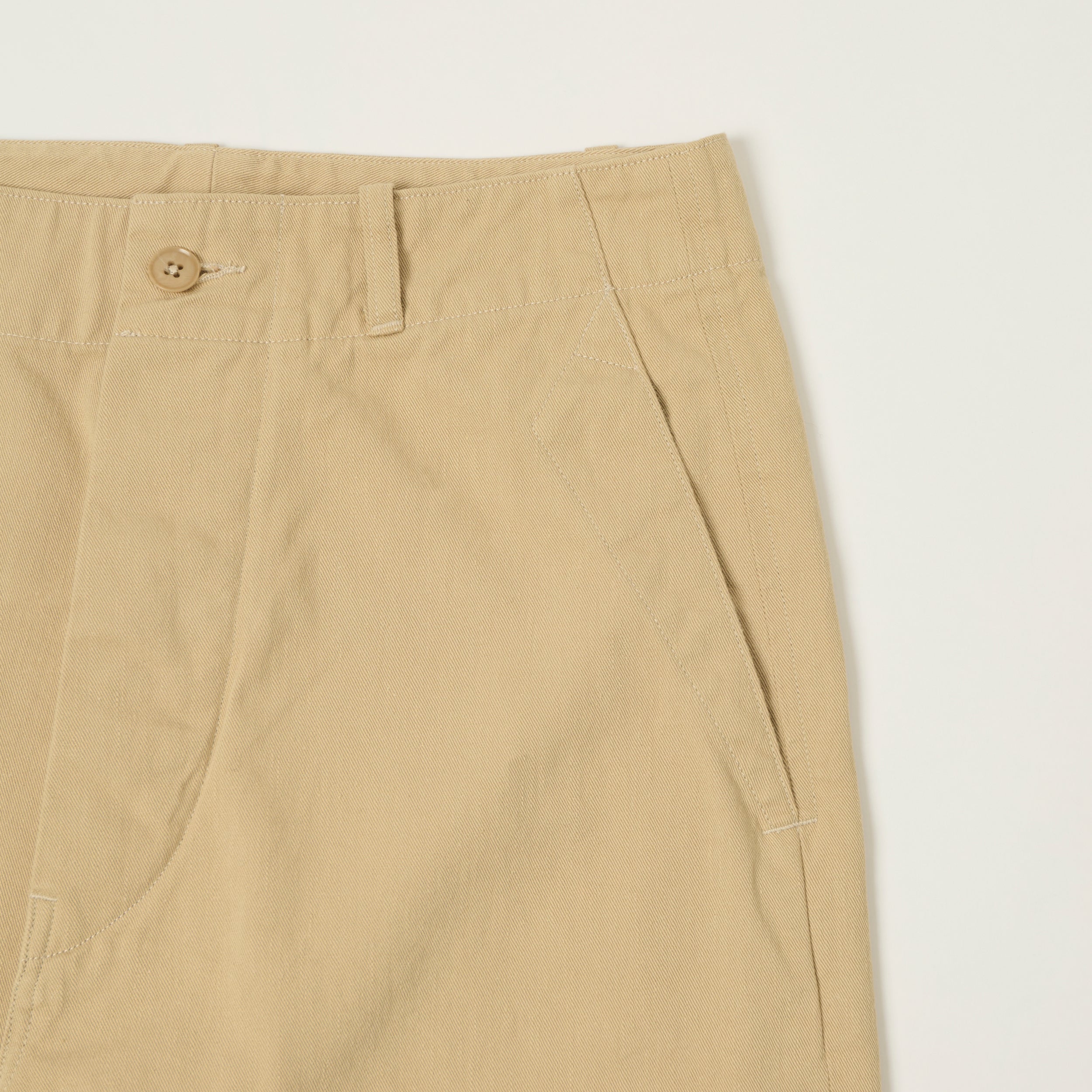 Kaptain Sunshine Cotton Drill Wide Pants - Khaki
