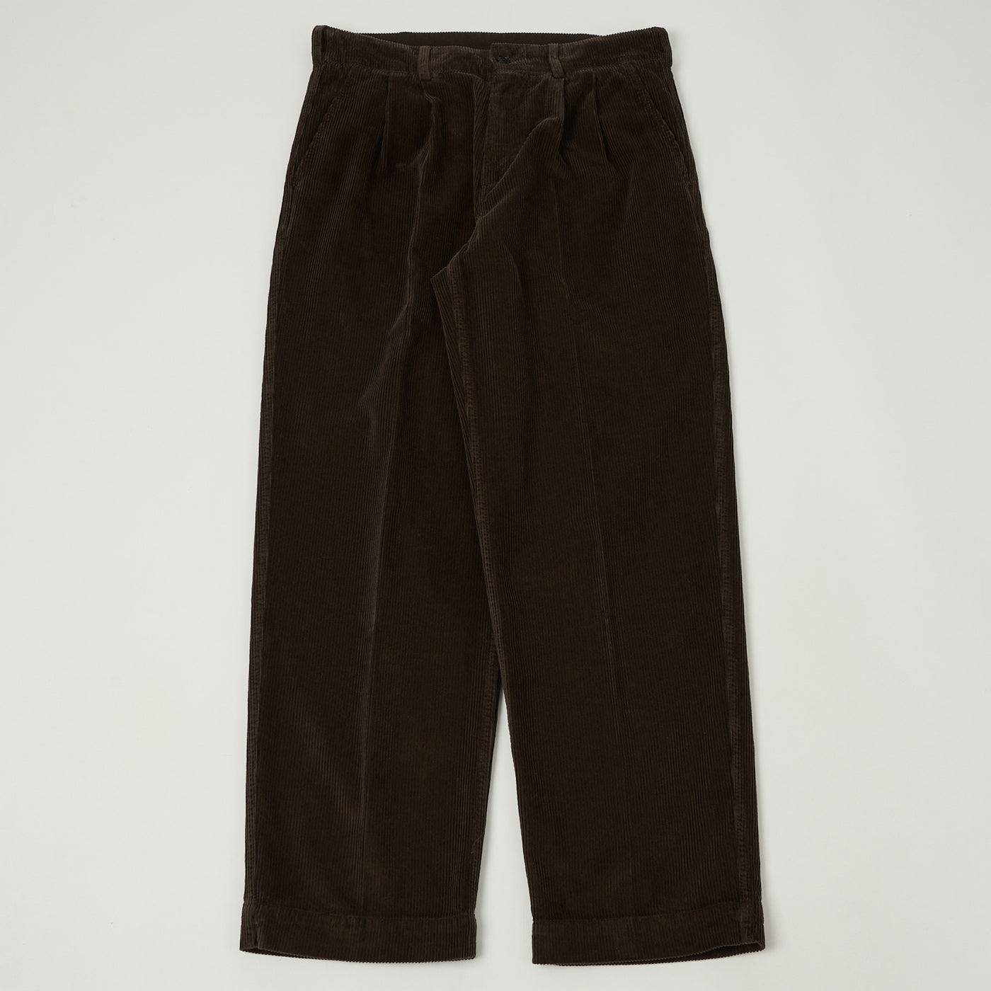 Knickerbocker 'Canal' Pleated Corduroy Trousers - Coffee