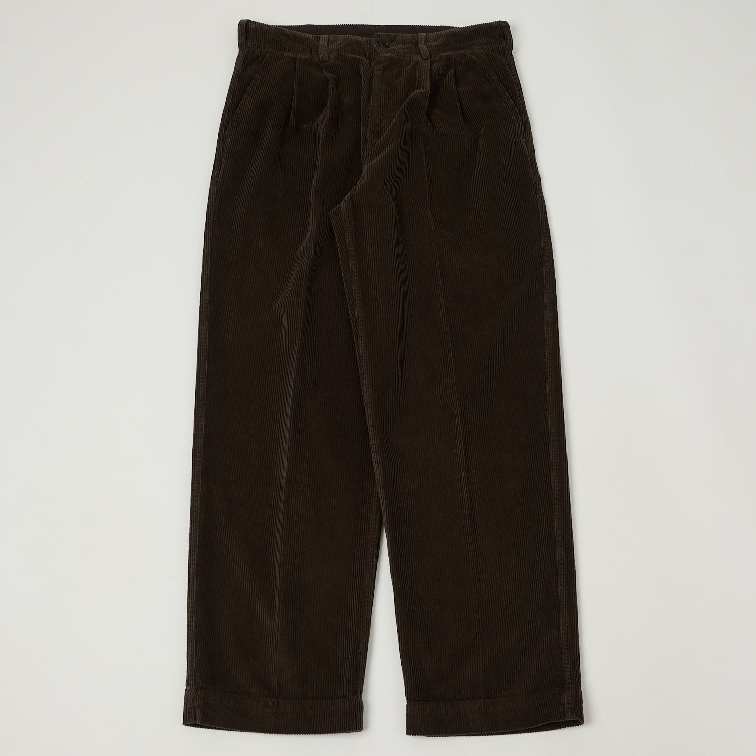 Knickerbocker 'Canal' Pleated Corduroy Trousers - Coffee
