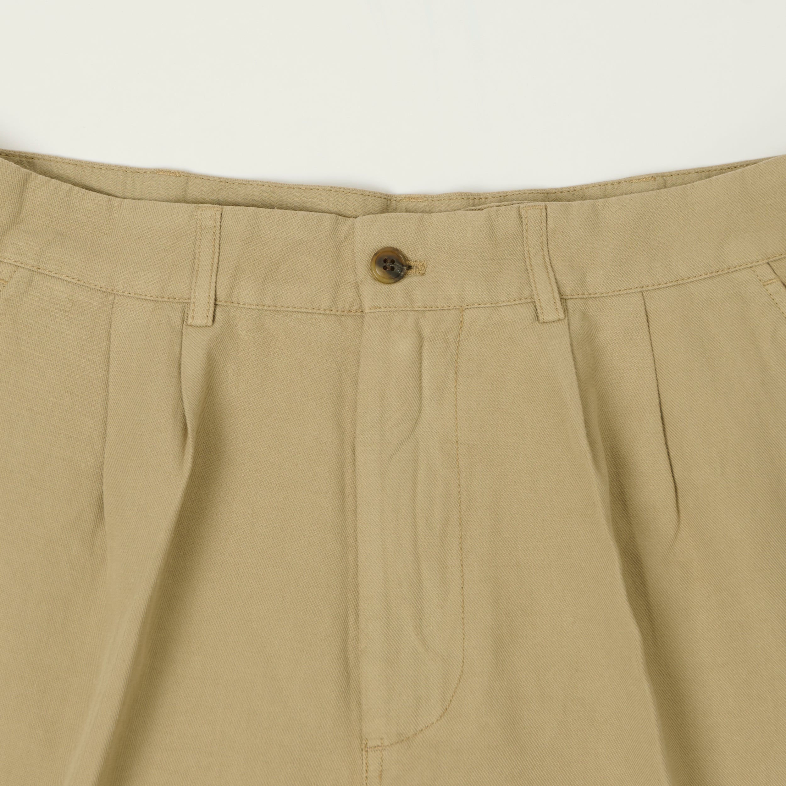Knickerbocker 'Canal' Pleated Cotton Linen Shorts - Khaki