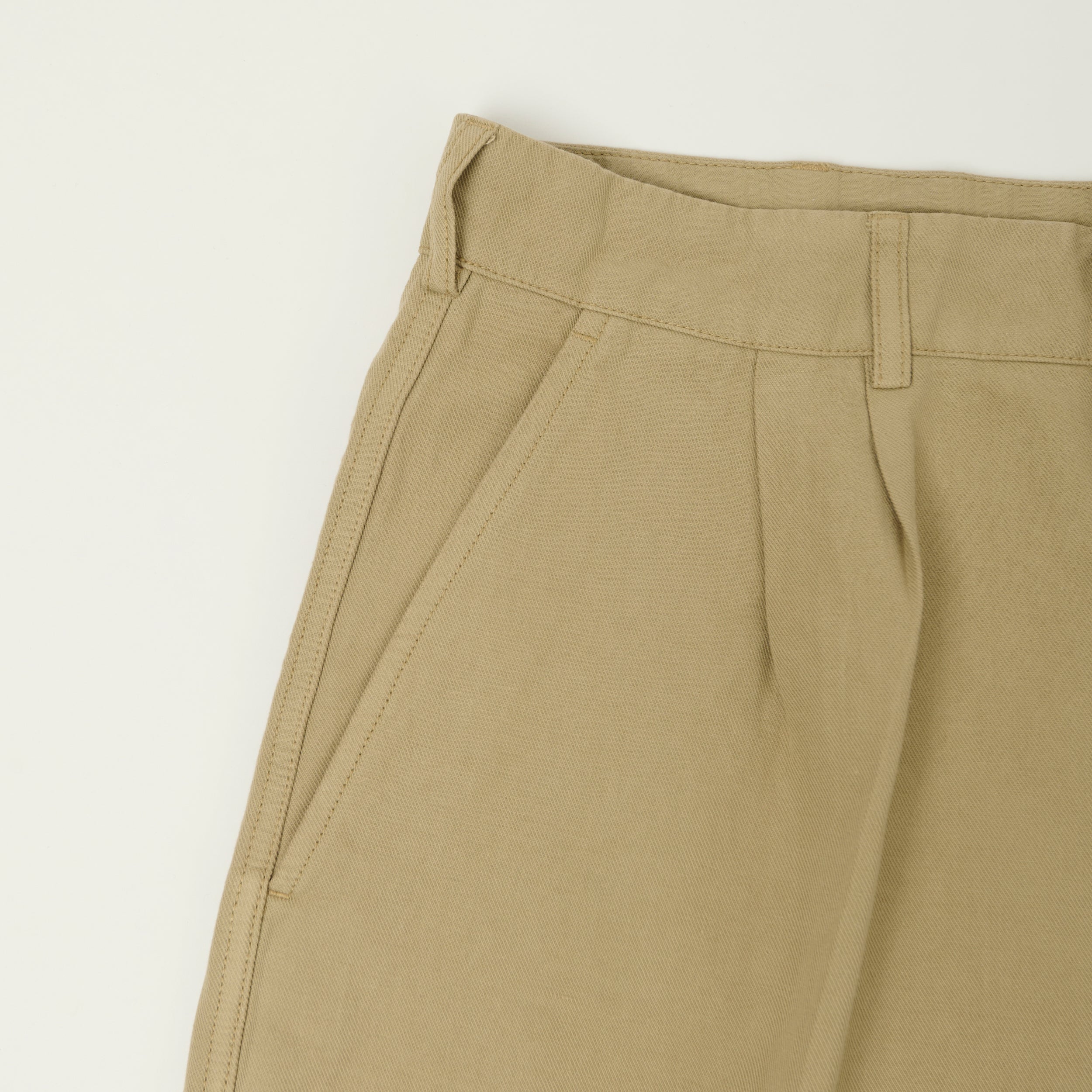 Knickerbocker 'Canal' Pleated Cotton Linen Shorts - Khaki