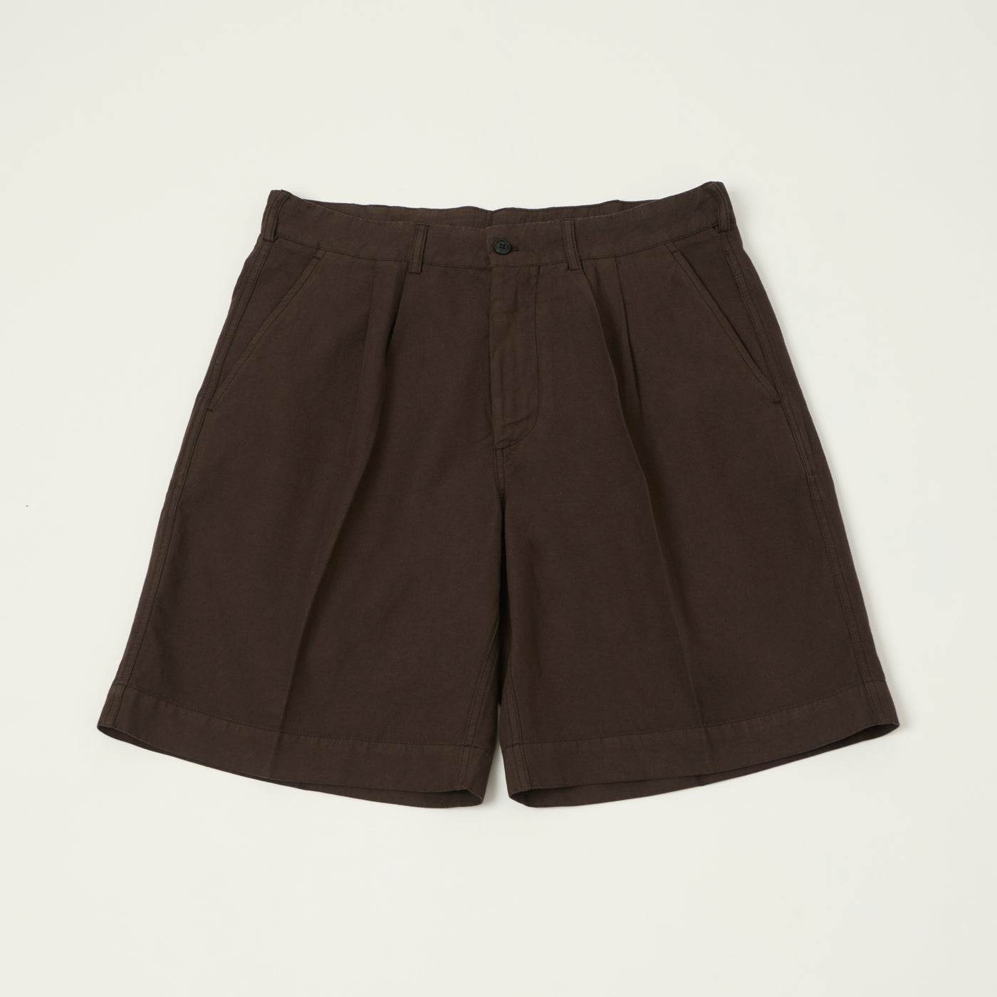 Knickerbocker 'Canal' Pleated Cotton Linen Shorts - Mocha