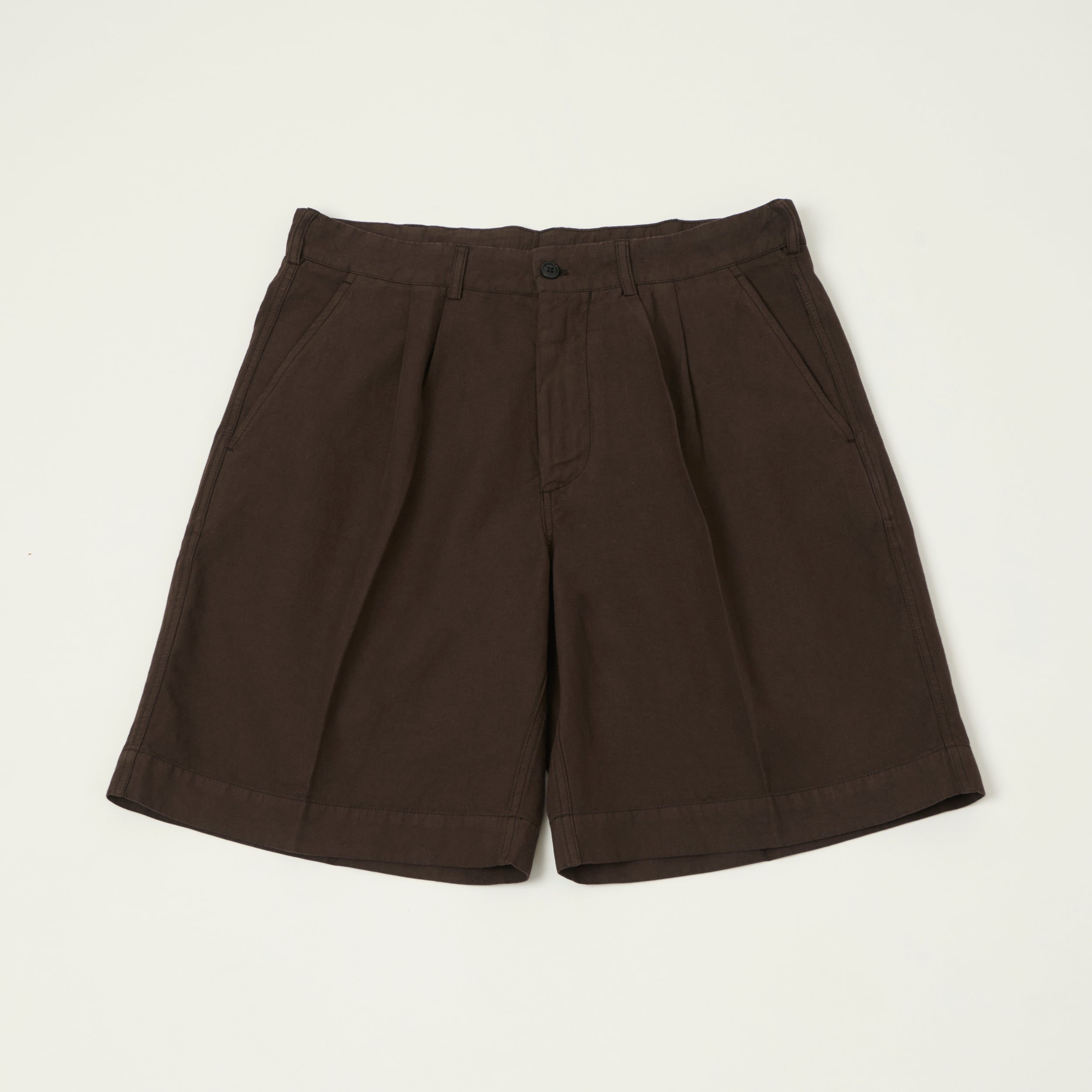 Knickerbocker 'Canal' Pleated Cotton Linen Shorts - Mocha