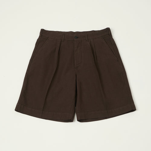 Knickerbocker 'Canal' Pleated Cotton Linen Shorts - Mocha