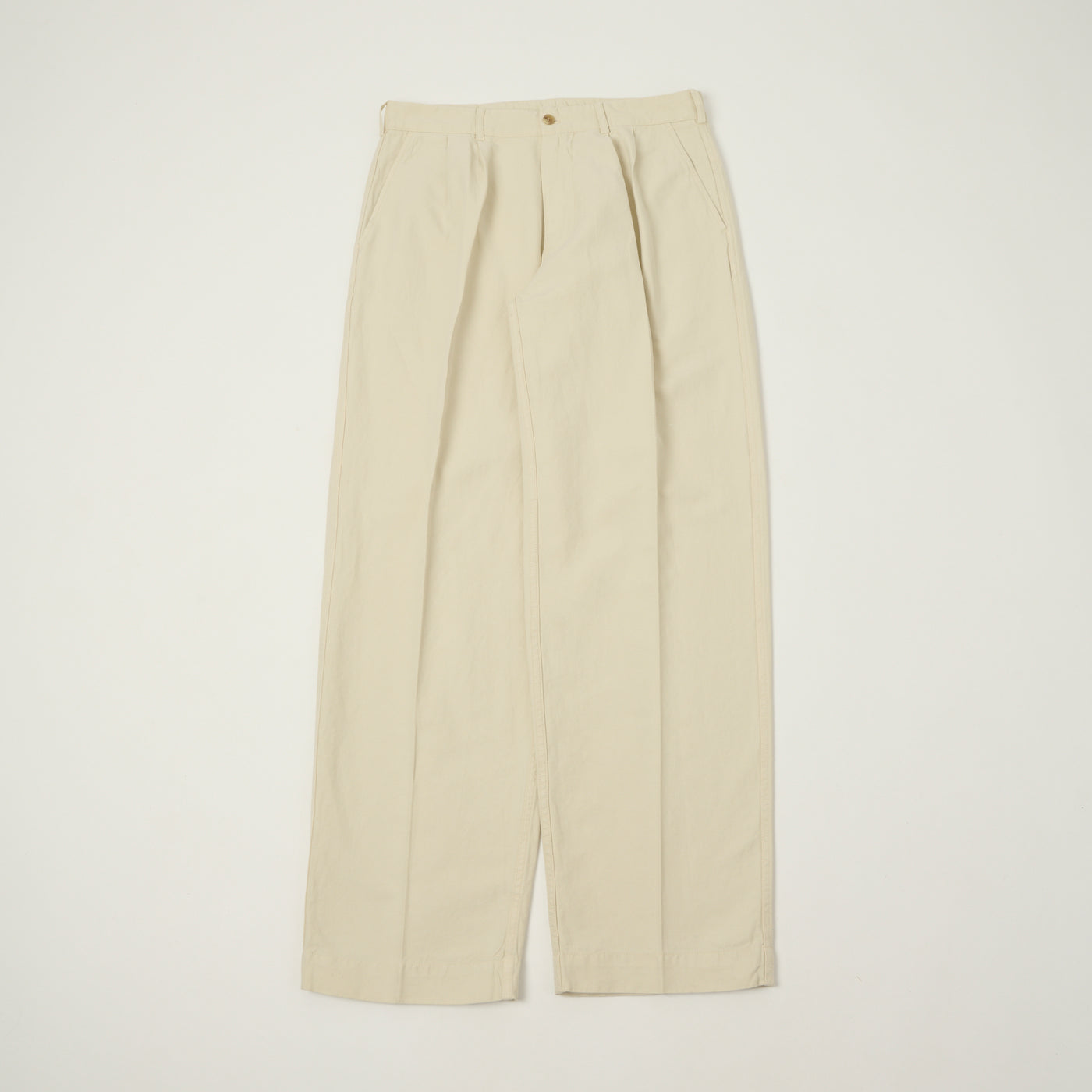 Knickerbocker 'Canal' Pleated Cotton Linen Trouser - Birch
