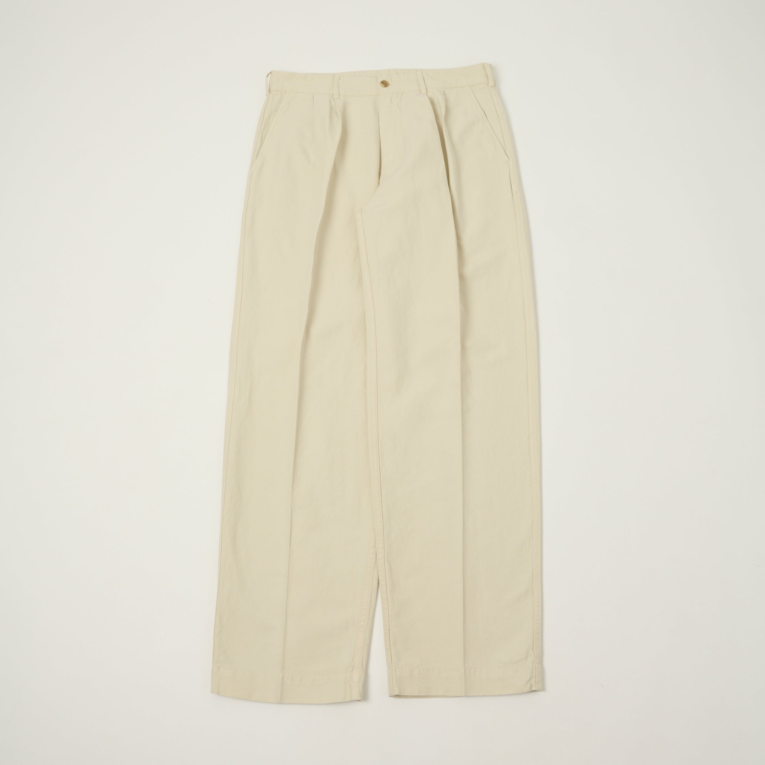 Knickerbocker 'Canal' Pleated Cotton Linen Trouser - Birch