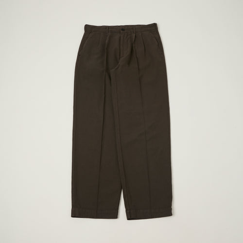 Knickerbocker 'Canal' Pleated Cotton Linen Trouser - Black/Olive