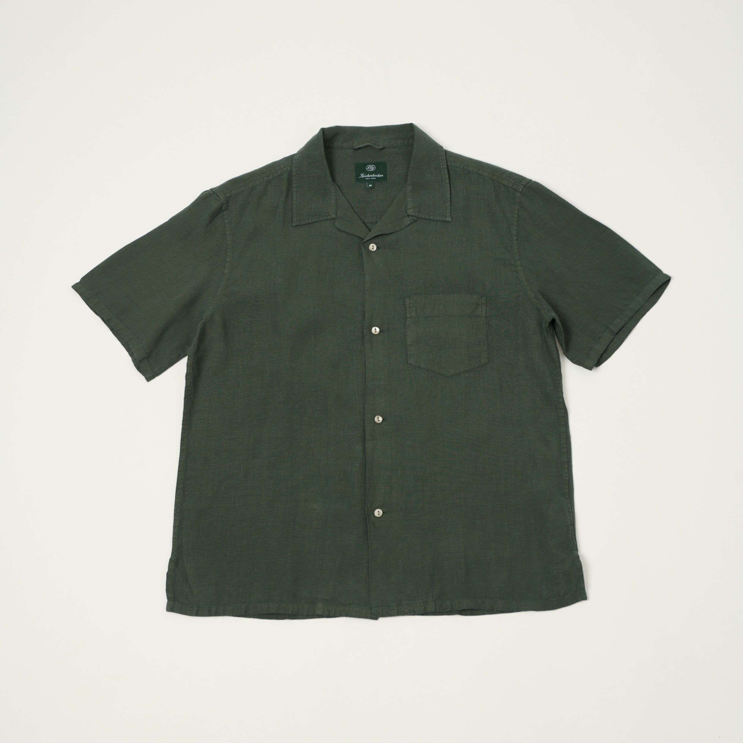 Knickerbocker 'Marina' Linen Camp Shirt - Deep Forest