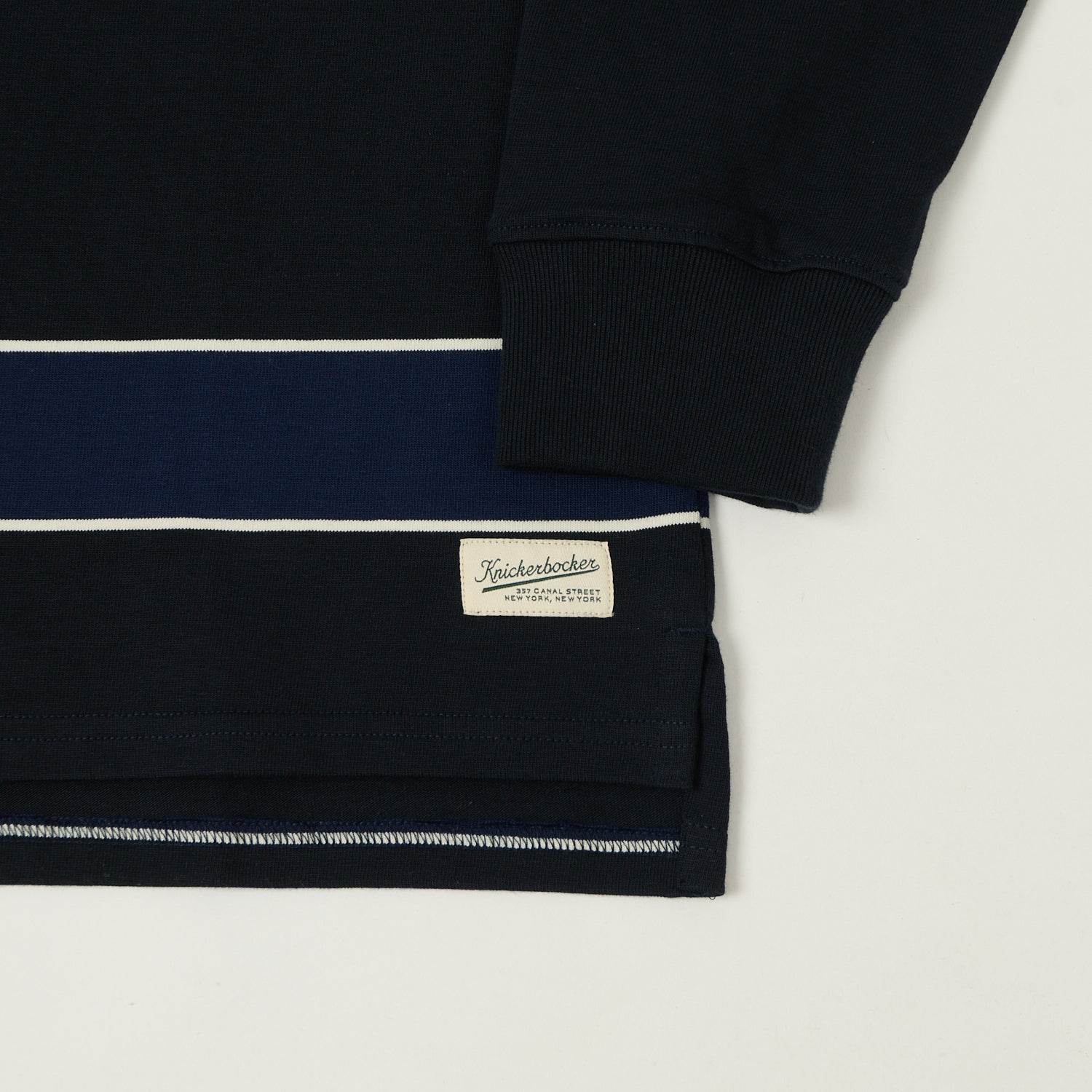 Knickerbocker 'McCarren' Stripe Rugby Shirt - Black/Blue