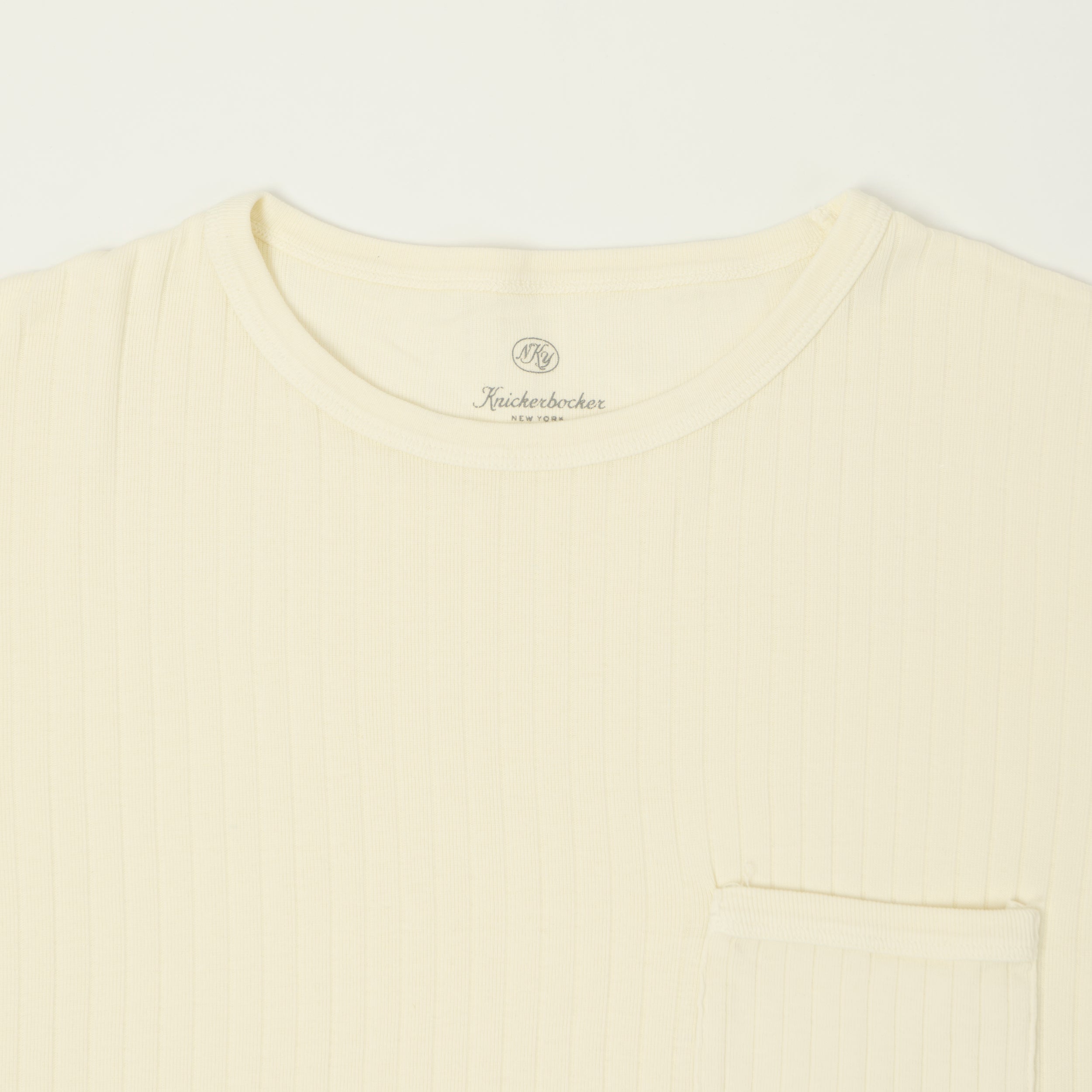 Knickerbocker Rib Pocket T-Shirt - Milk