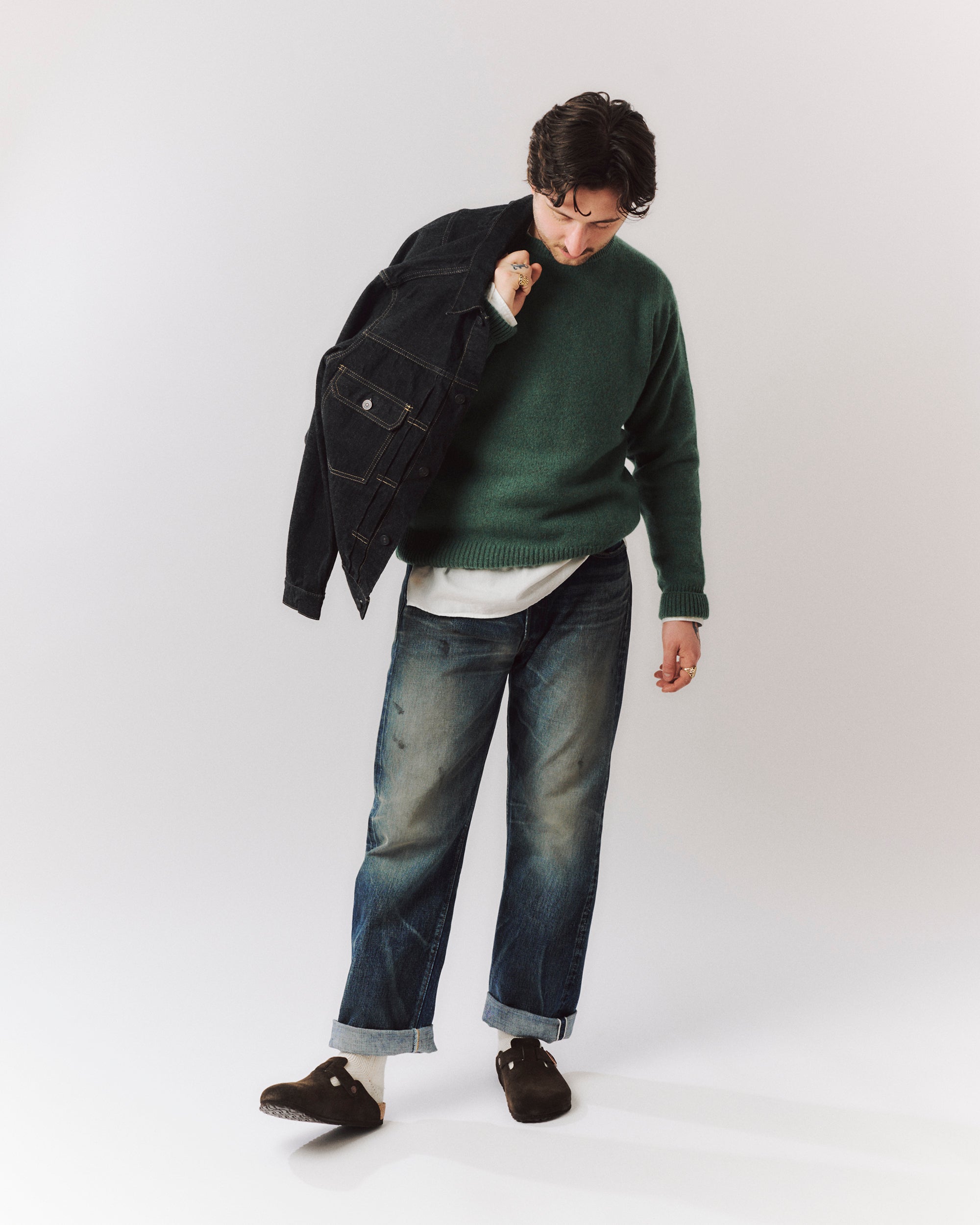 Merz b. Schwanen 'Good Basics' Wool Cashmere Knit Pullover - Moss Green