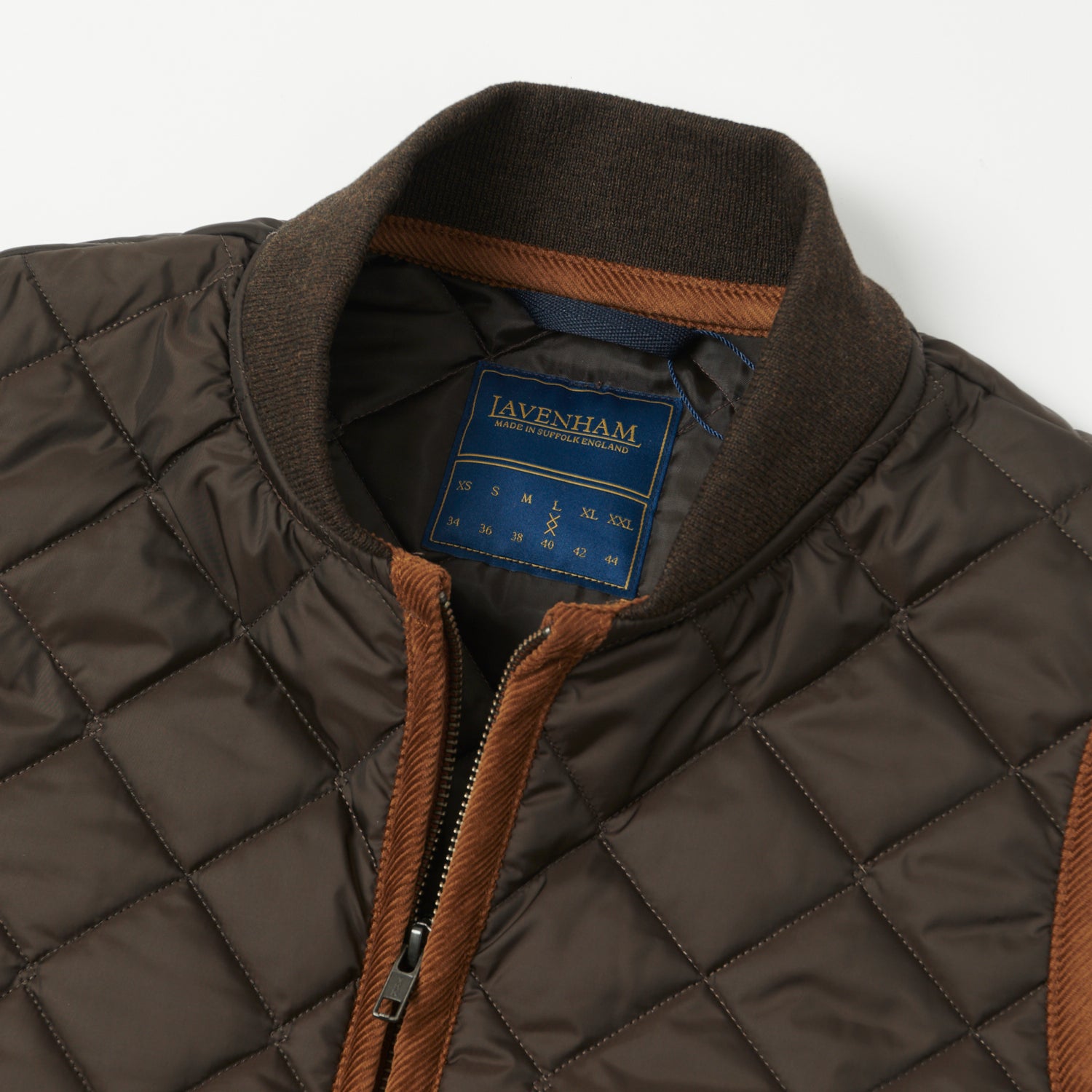 Lavenham Zip Bomber Gilet - Dark Chocolate