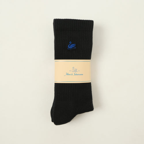 Merz b. Schwanen 2-Pack Classic Tennis Socks - Deep Black