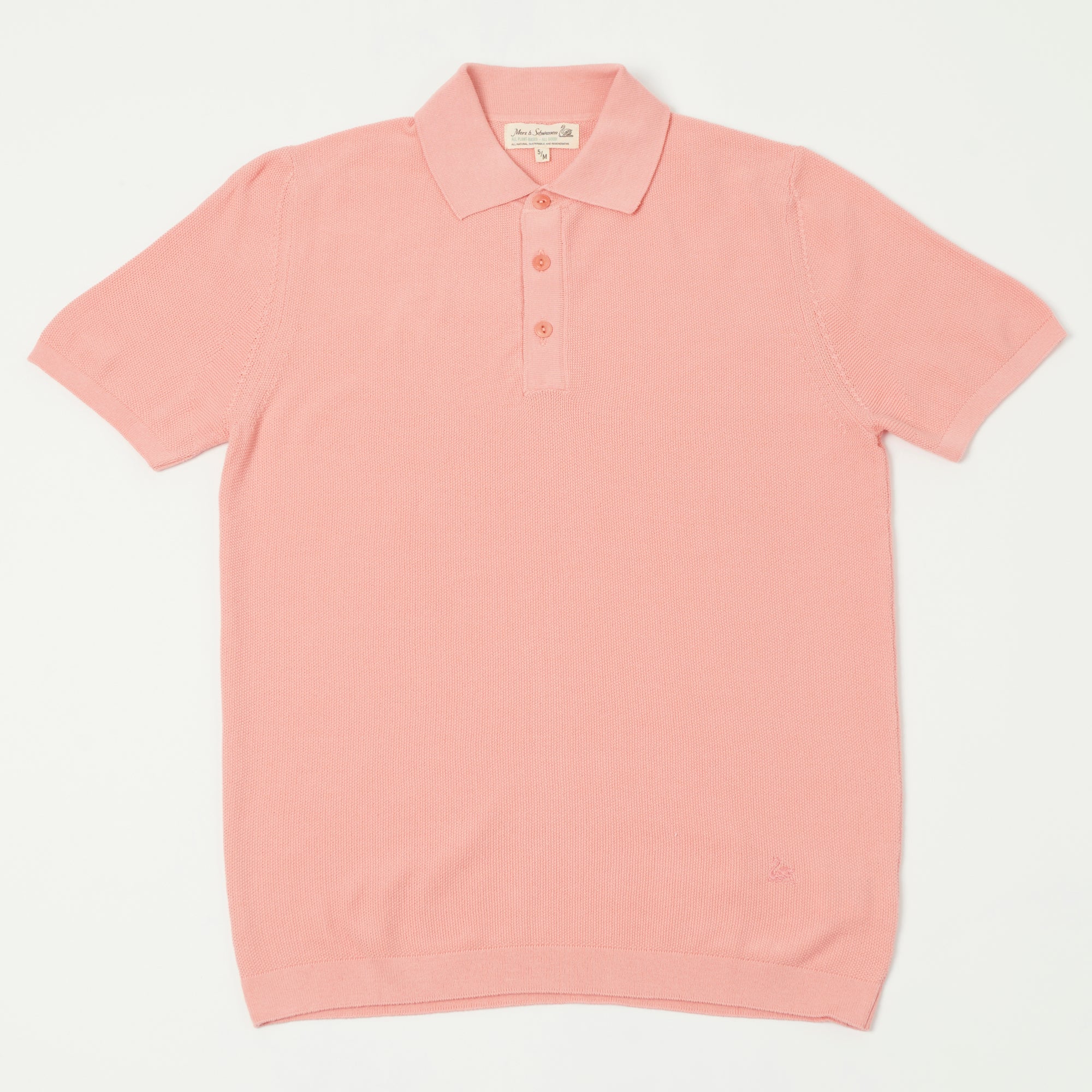 Merz b. Schwanen 'Good Basics' Plant Based Pique Polo Shirt - Peach