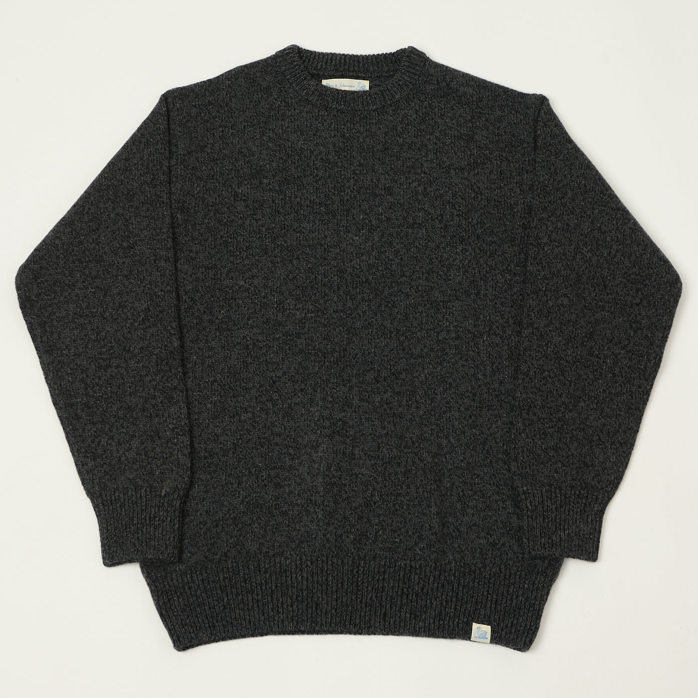 Merz b. Schwanen 'Good Basics' Wool Cashmere Knit Pullover - Grey Melange/Black