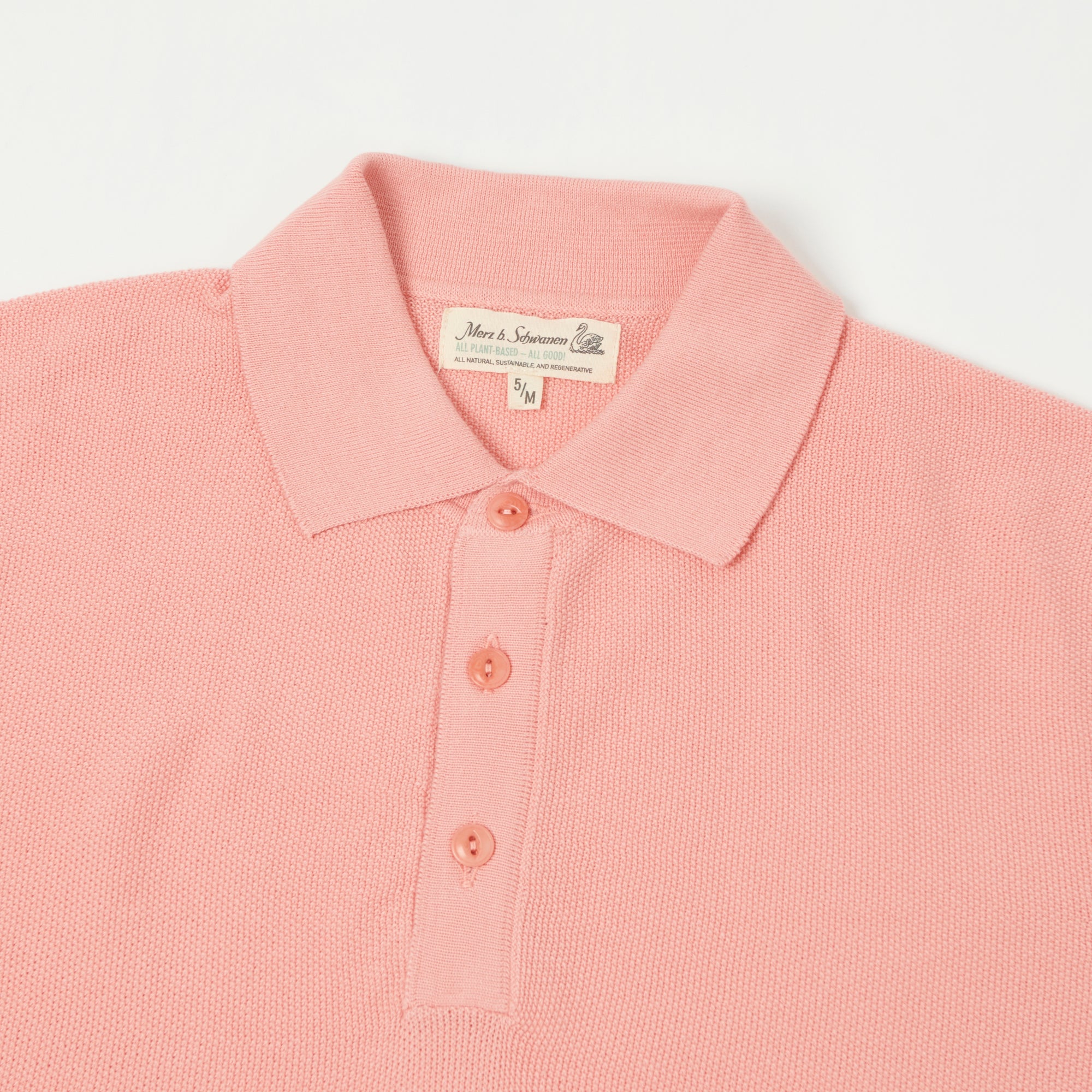 Merz b. Schwanen 'Good Basics' Plant Based Pique Polo Shirt - Peach