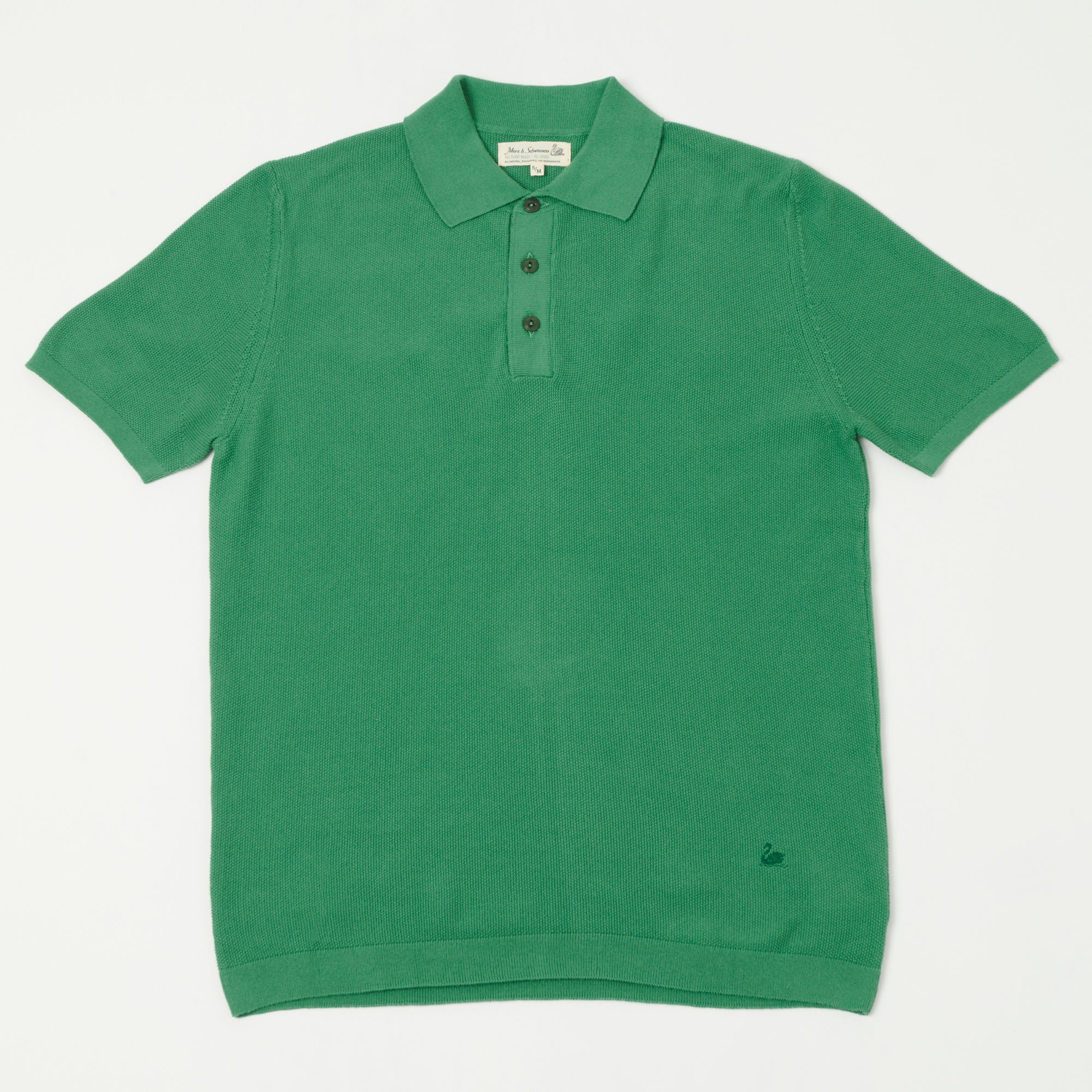 Merz b. Schwanen 'Good Basics' Plant Based Pique Polo Shirt - Grass