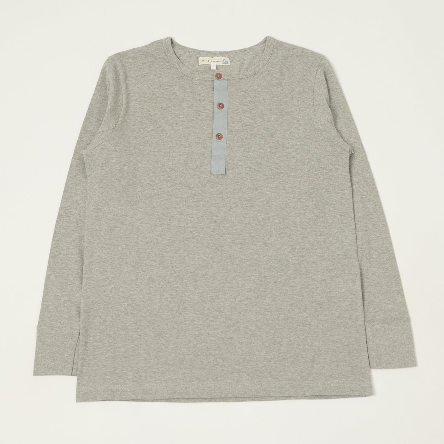 Merz b. Schwanen 1930s Long Sleeve Henley - Grey Melange