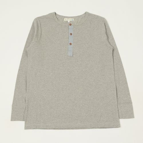 Merz b. Schwanen 1930s Long Sleeve Henley - Grey Melange