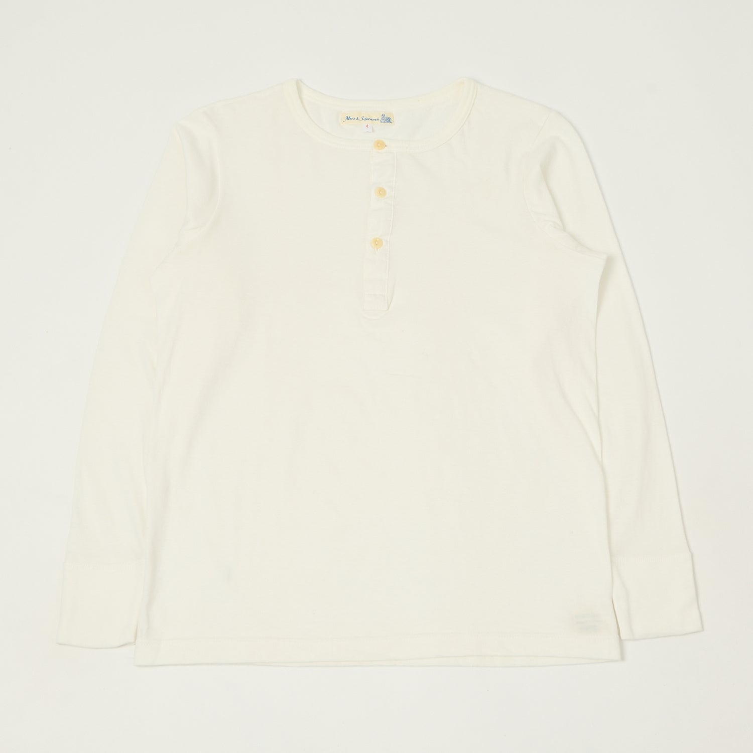 Merz b. Schwanen 1930s Long Sleeve Henley - White