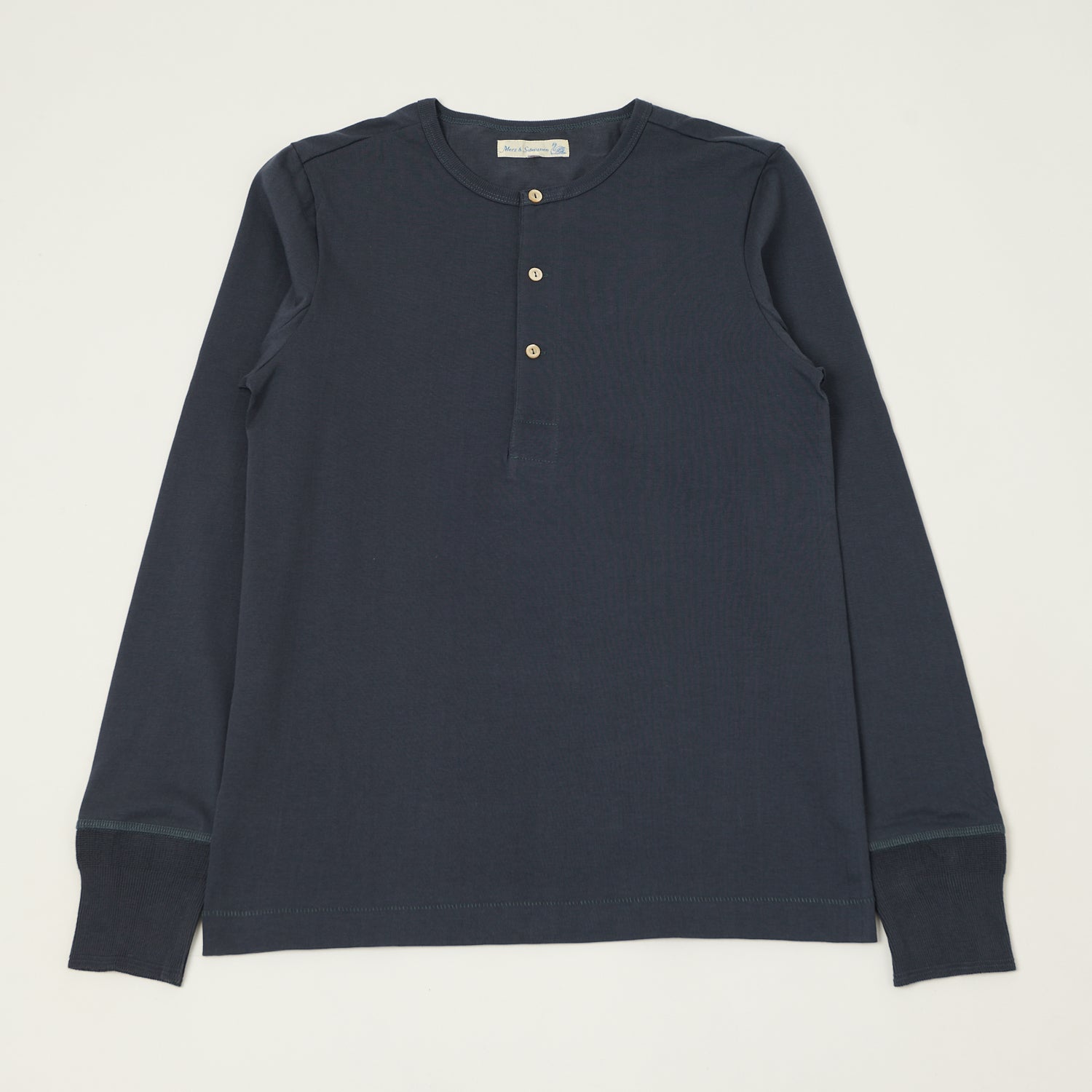Merz b. Schwanen 206 Long Sleeve Henley - Navy