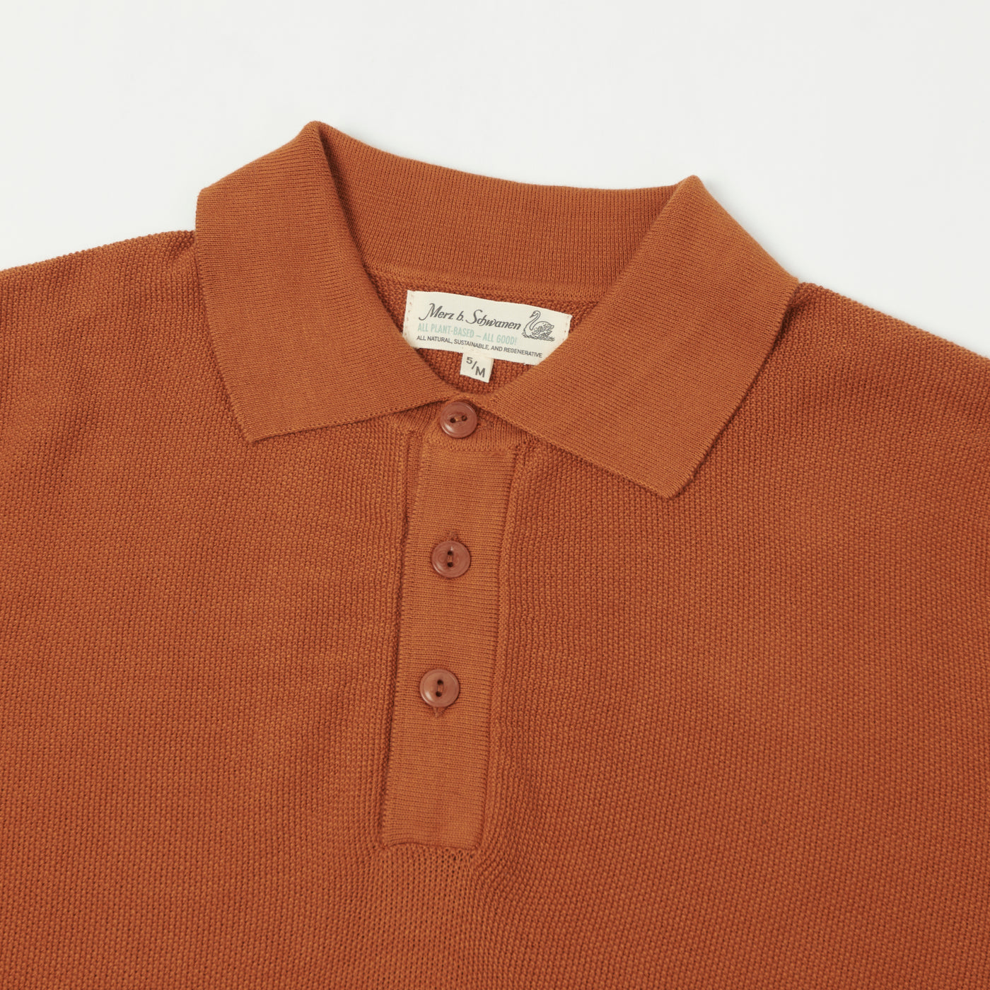 Merz b. Schwanen 'Good Basics' Plant Based Pique Polo Shirt - Caramel