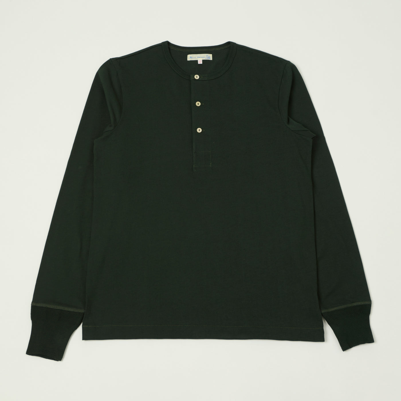 Merz b. Schwanen 2M06 Classic Long Sleeve Henley - Forest