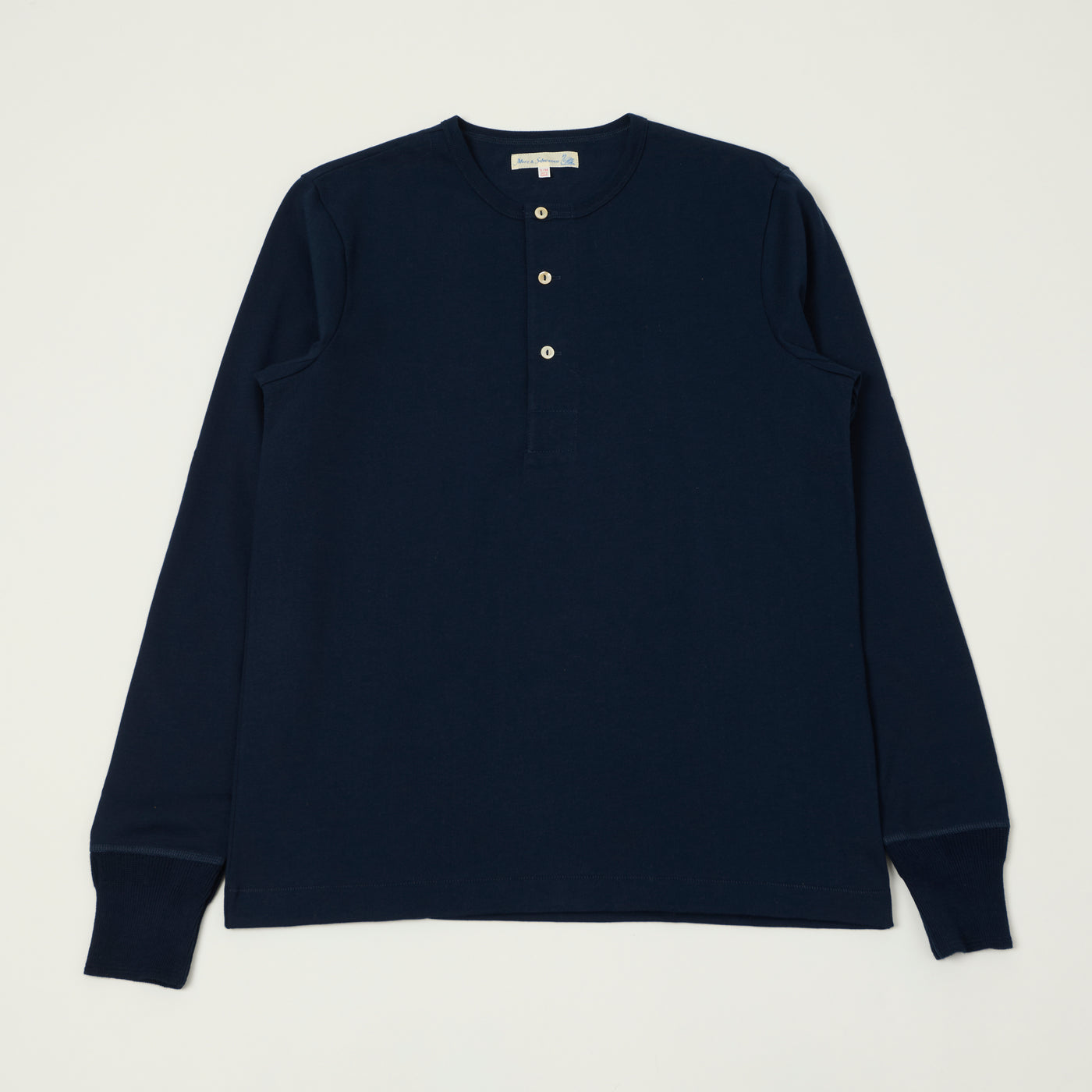 Merz b. Schwanen 2M06 Classic Long Sleeve Henley - Ink Blue
