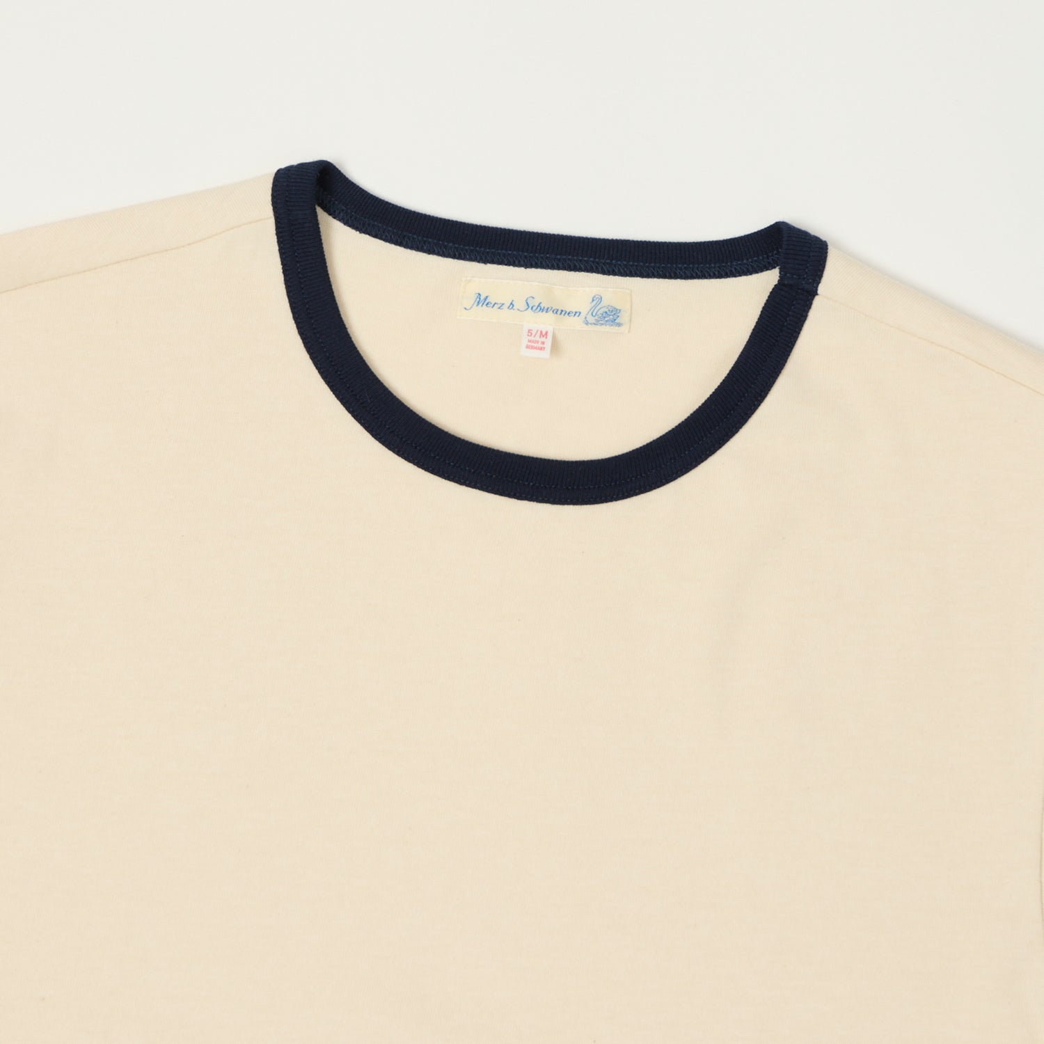 Merz b. Schwanen 2M15B Classic Ringer T-Shirt - Nature/Ink Blue