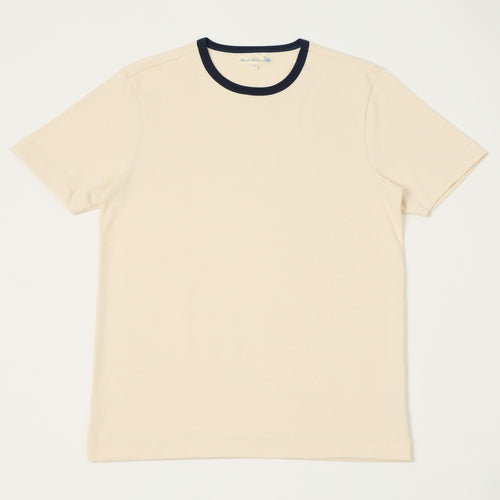 Merz b. Schwanen 2M15B Classic Ringer T-Shirt - Nature/Ink Blue