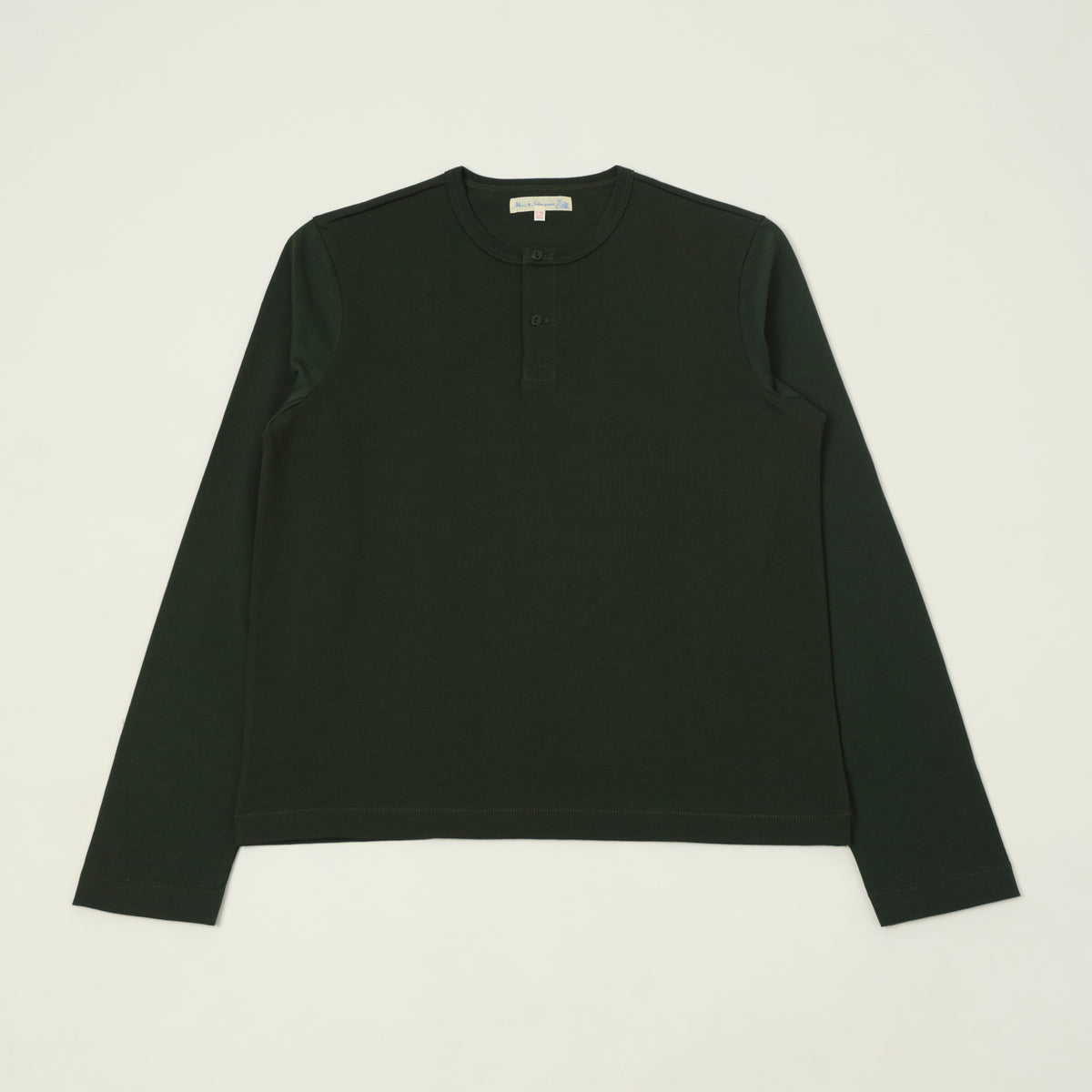 Merz b. Schwanen 'The Originals' 2M16LS Classic Cropped Long Sleeve Henley - Forest