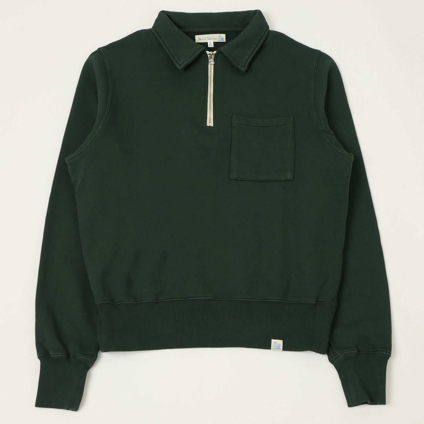 Merz b. Schwanen 'Good Basics' Quarter Zip Sweatshirt - Forest
