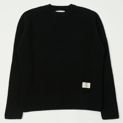 Merz b. Schwanen 'Good Basics' Merino/Cashmere Waffle Knit Pullover - Deep Black