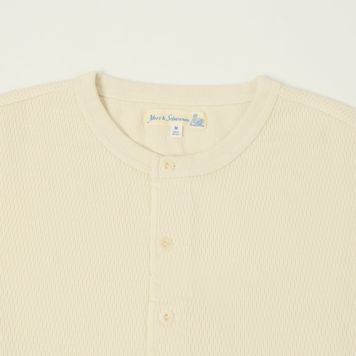 Merz b. Schwanen Classic Fit Long Sleeve Thermal Henley - Nature