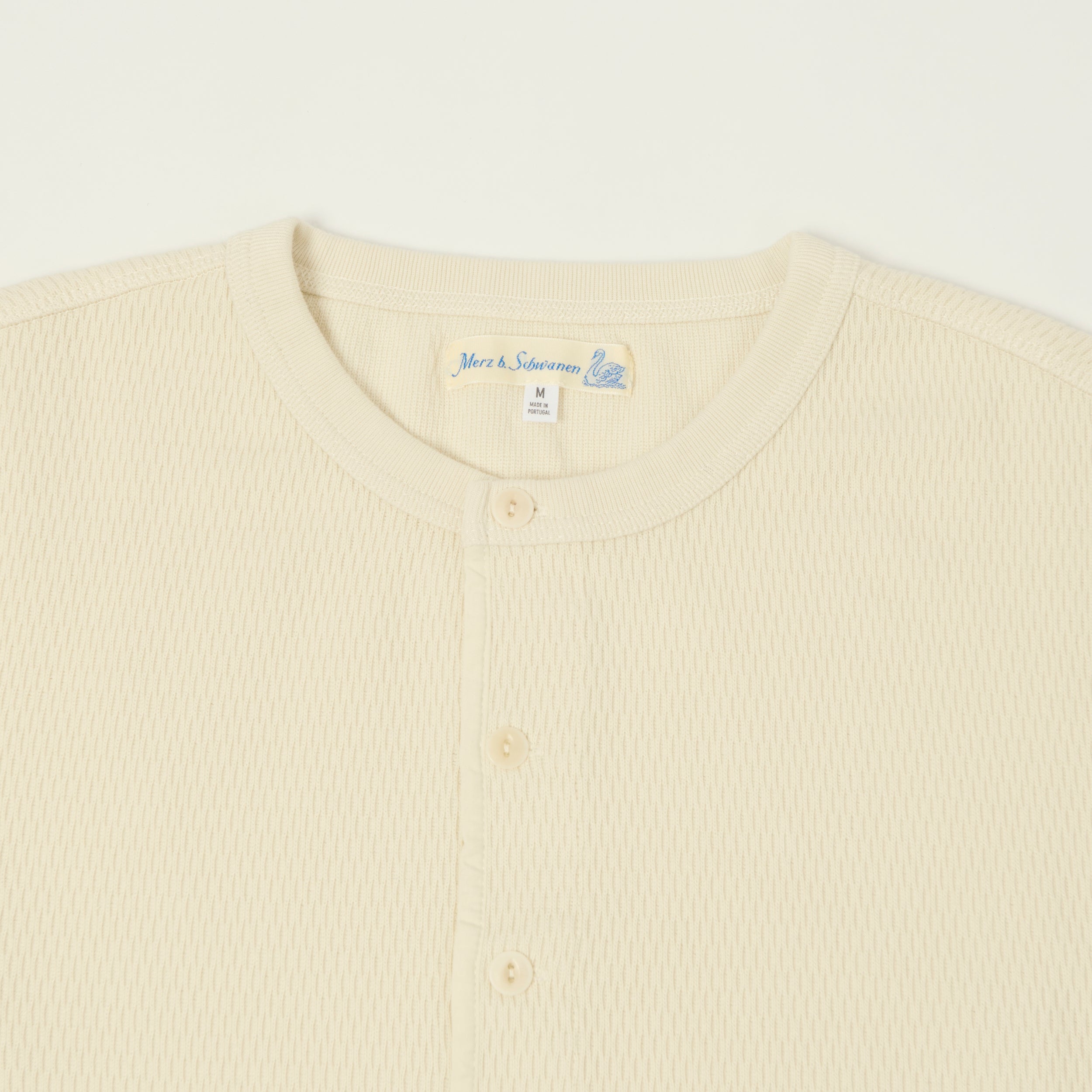 Merz b. Schwanen Classic Fit Long Sleeve Thermal Henley - Nature
