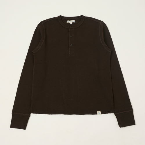 Merz b. Schwanen Classic Fit Long Sleeve Thermal Henley - Espresso