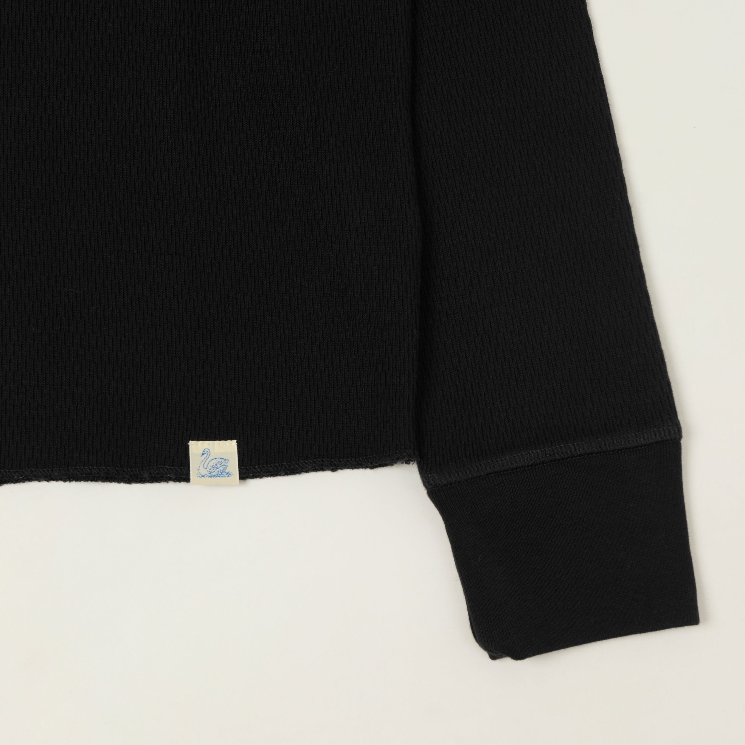 Merz b. Schwanen Classic Fit Long Sleeve Thermal Henley - Deep Black