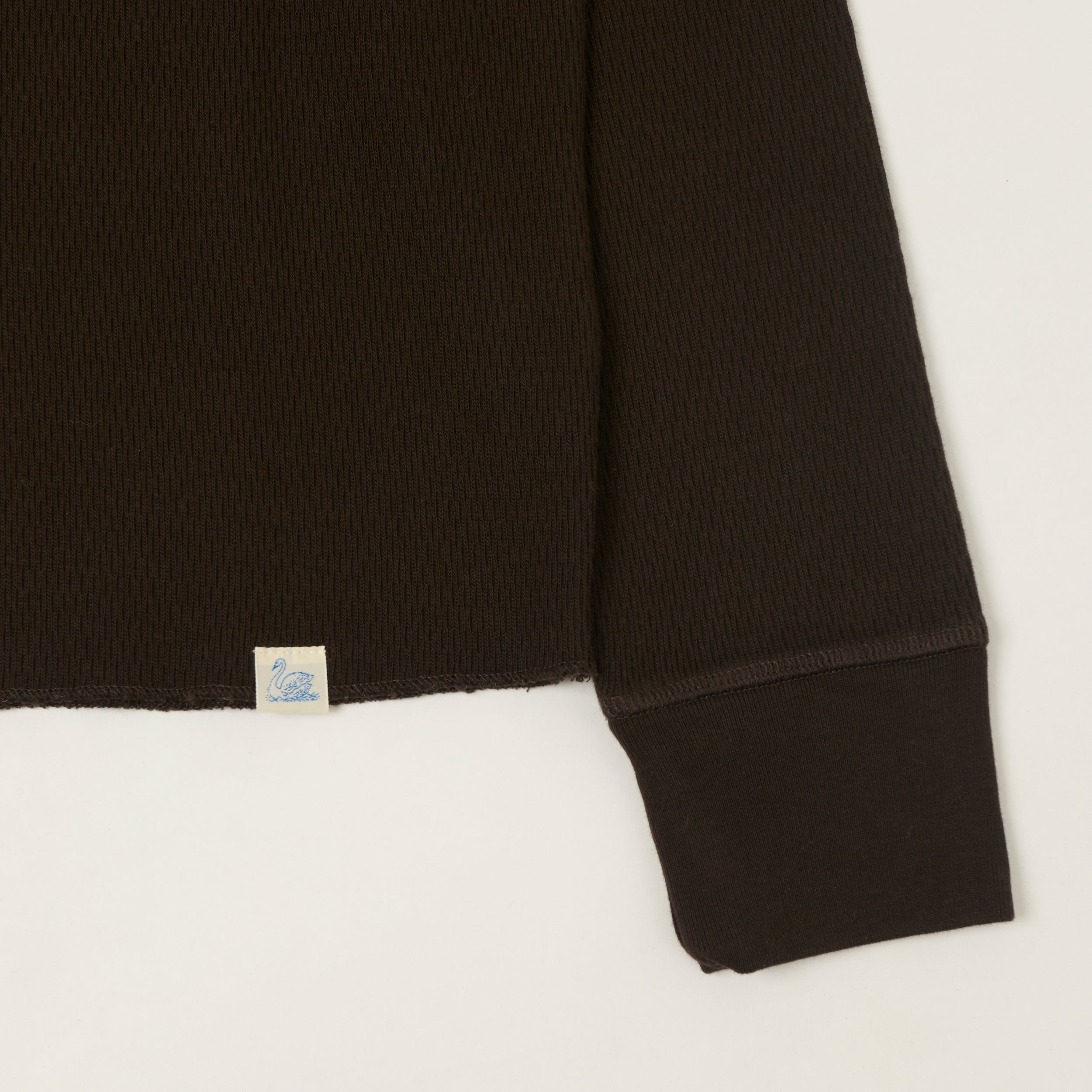 Merz b. Schwanen Classic Fit Long Sleeve Thermal Henley - Espresso