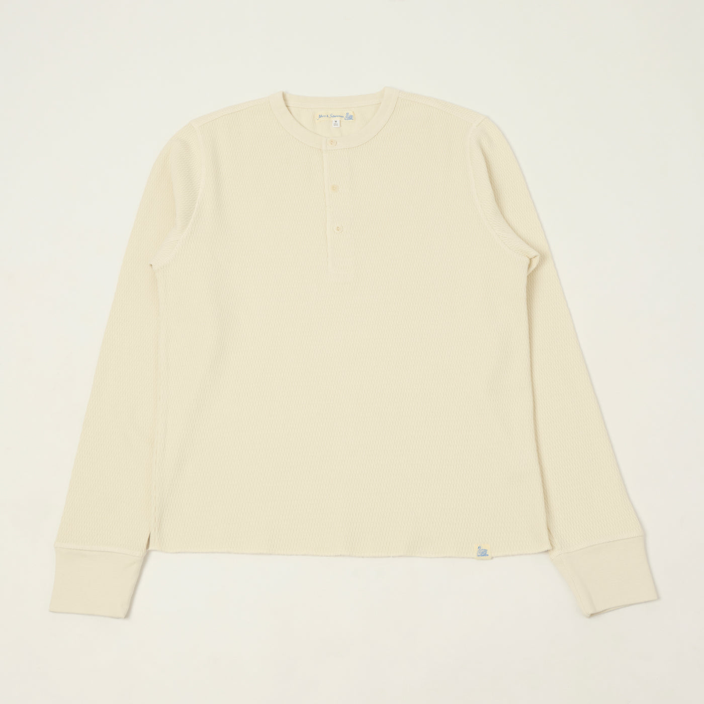 Merz b. Schwanen Classic Fit Long Sleeve Thermal Henley - Nature