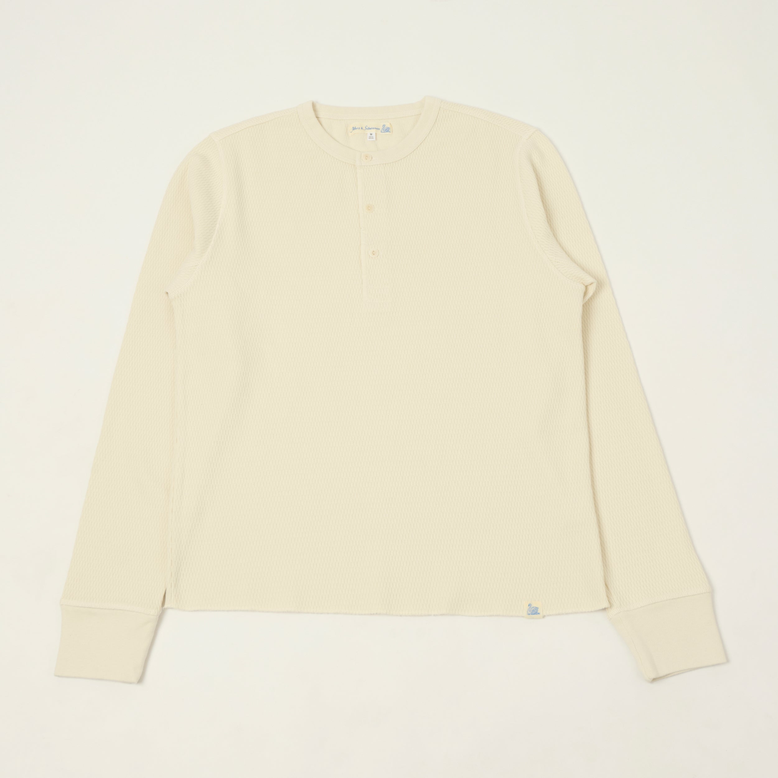 Merz b. Schwanen Classic Fit Long Sleeve Thermal Henley - Nature