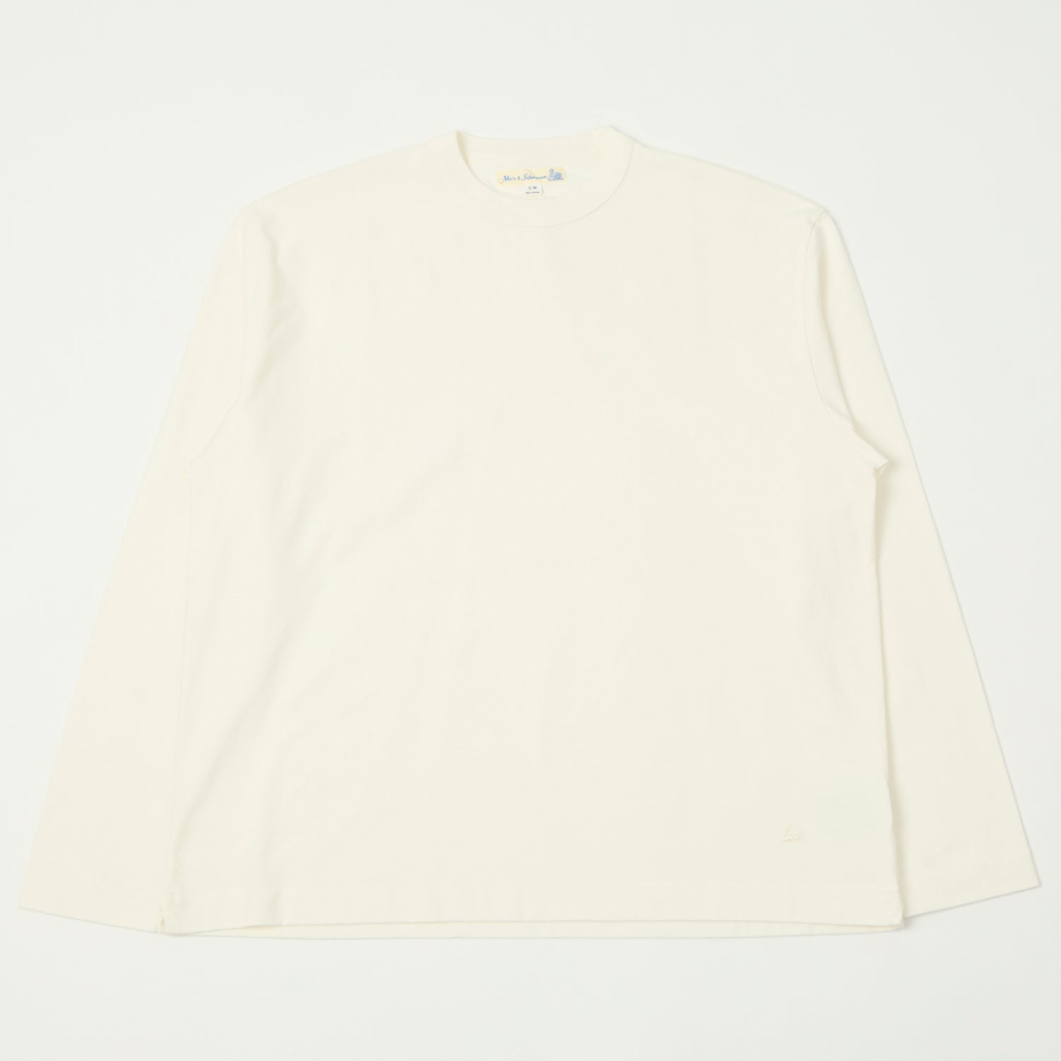 Merz b. Schwanen 'Good Basics' Long Sleeve Boxy Cropped T-Shirt - White