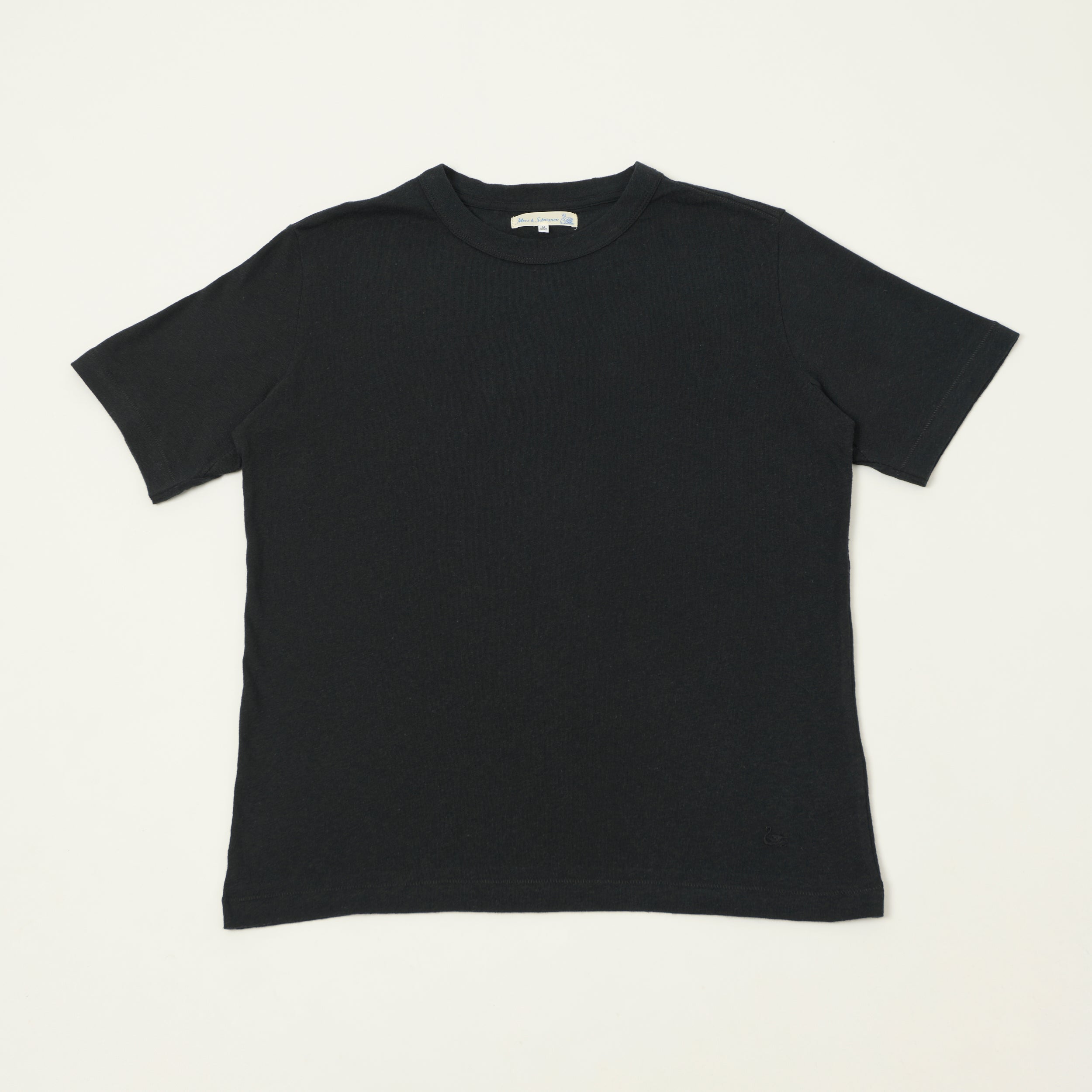 Merz b. Schwanen 'Good Basics' Linen-Cotton Relaxed Fit T-Shirt - Deep Black