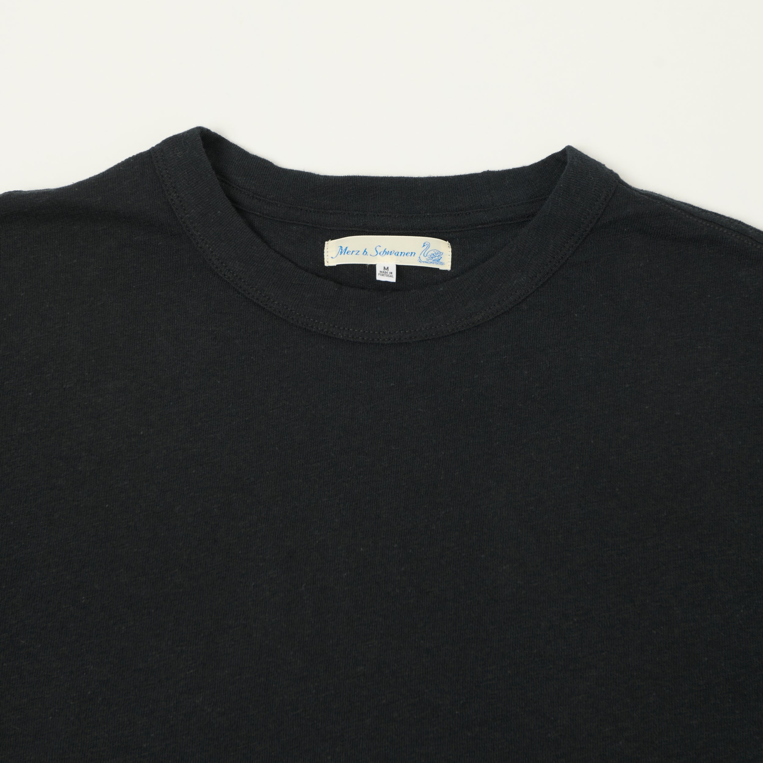 Merz b. Schwanen 'Good Basics' Linen-Cotton Relaxed Fit T-Shirt - Deep Black