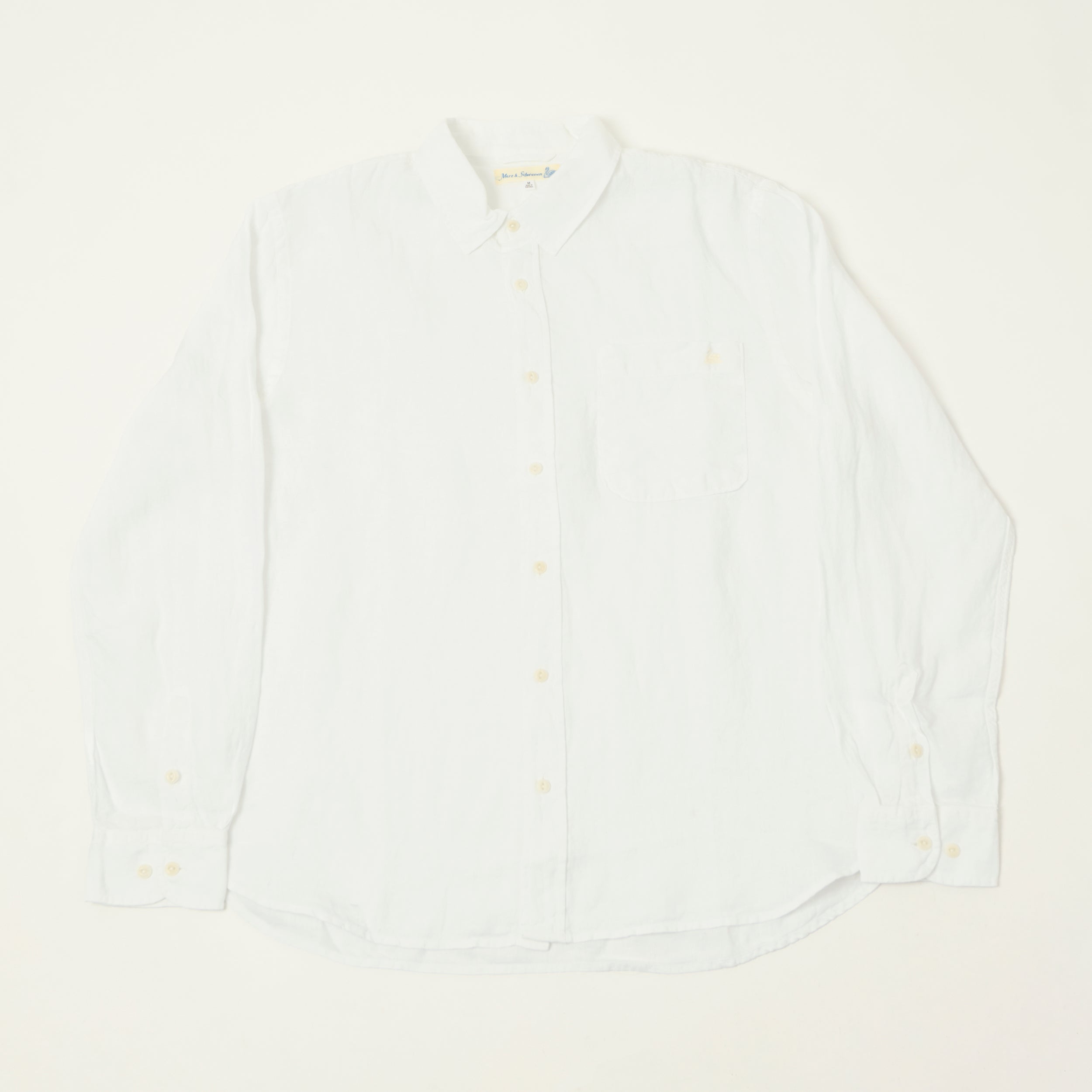 Merz b. Schwanen 'Good Basics' Relaxed Fit Linen Shirt - White