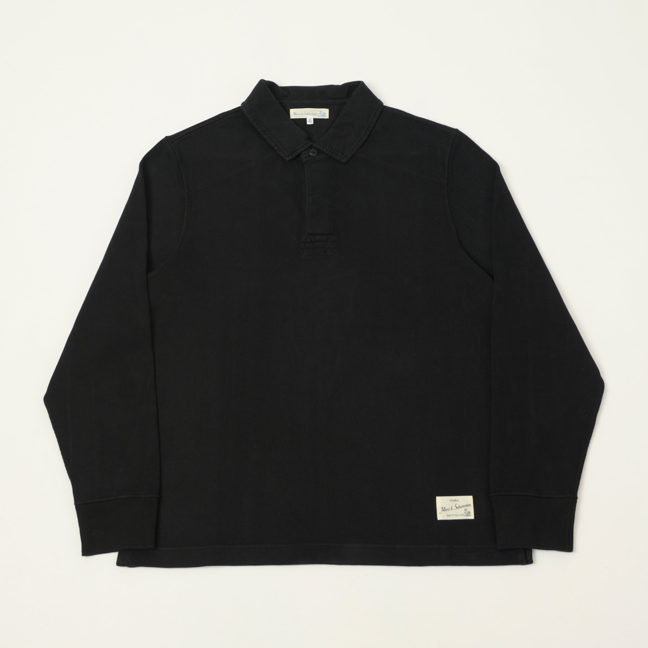 Merz b. Schwanen 'Good Basics' Rugby Shirt - Deep Black